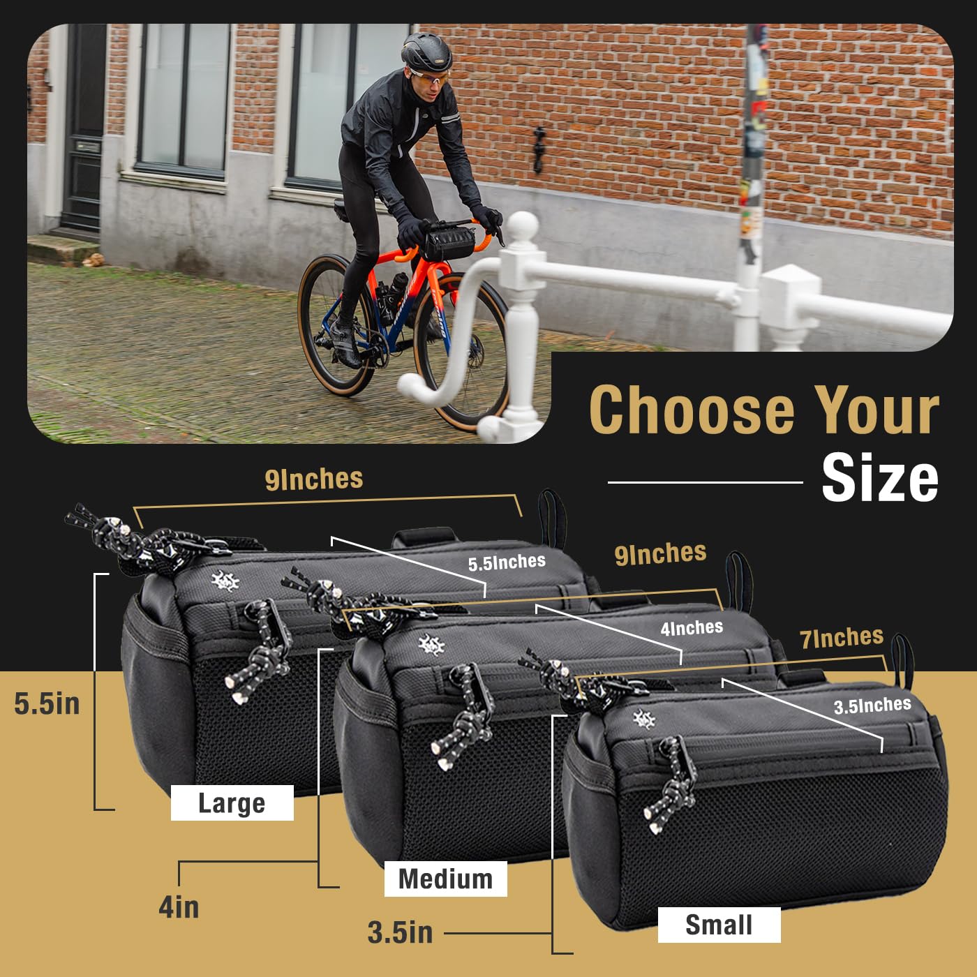 Lumiere & Co. Waterproof Bike Handlebar Bag - Front Bicycle Storage Pouch for Mountain & Road Bikes - Durable Cycling Accessories for Commuting, Touring & Outdoor Adventures