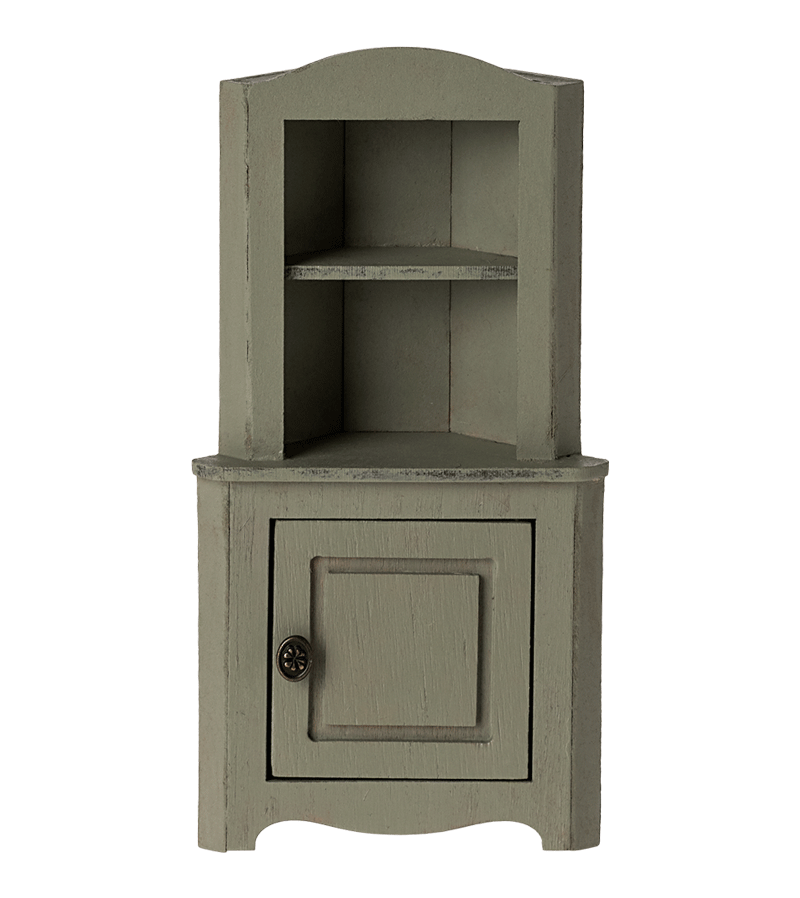 Light Green Corner Cabinet Mouse Furniture by Maileg - Stylish Storage Solution for Kids' Rooms & Play Areas