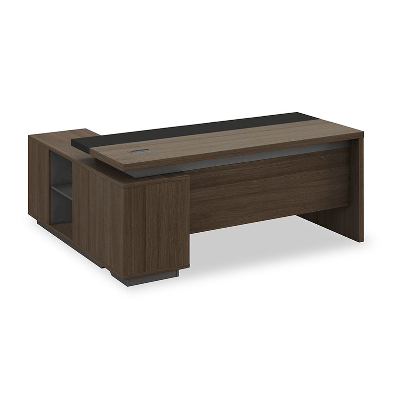 Premium Carter Executive Office Desk with Right Return - 180cm in Coffee & Charcoal Finish - Perfect for Home Office, Corporate Workspace, and Professional Environments