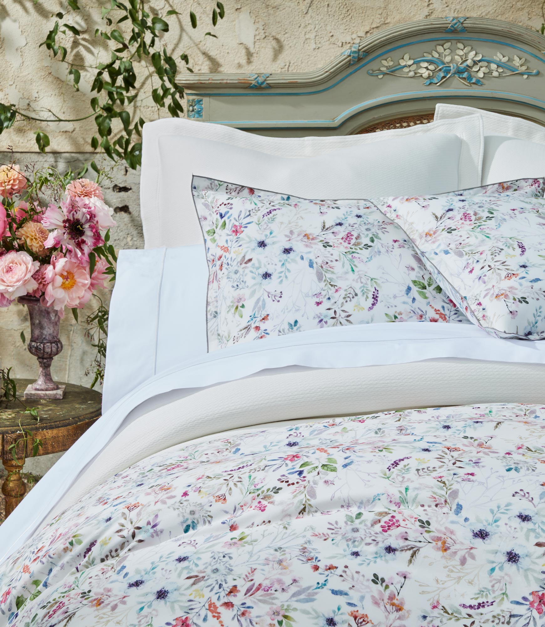 Chloe Floral Percale Sham - Premium Cotton Pillowcase for Luxury Bedding, Soft & Breathable - Perfect for Master Bedroom, Guest Room & Hotel Decor