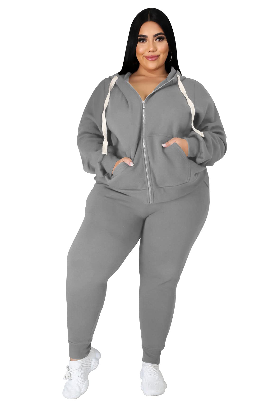 Tycorwd Women's Plus Size 2-Piece Sweatsuit Set - Long Sleeve Loungewear & Tracksuit Outfit for Casual Wear, Yoga, and Home Relaxation