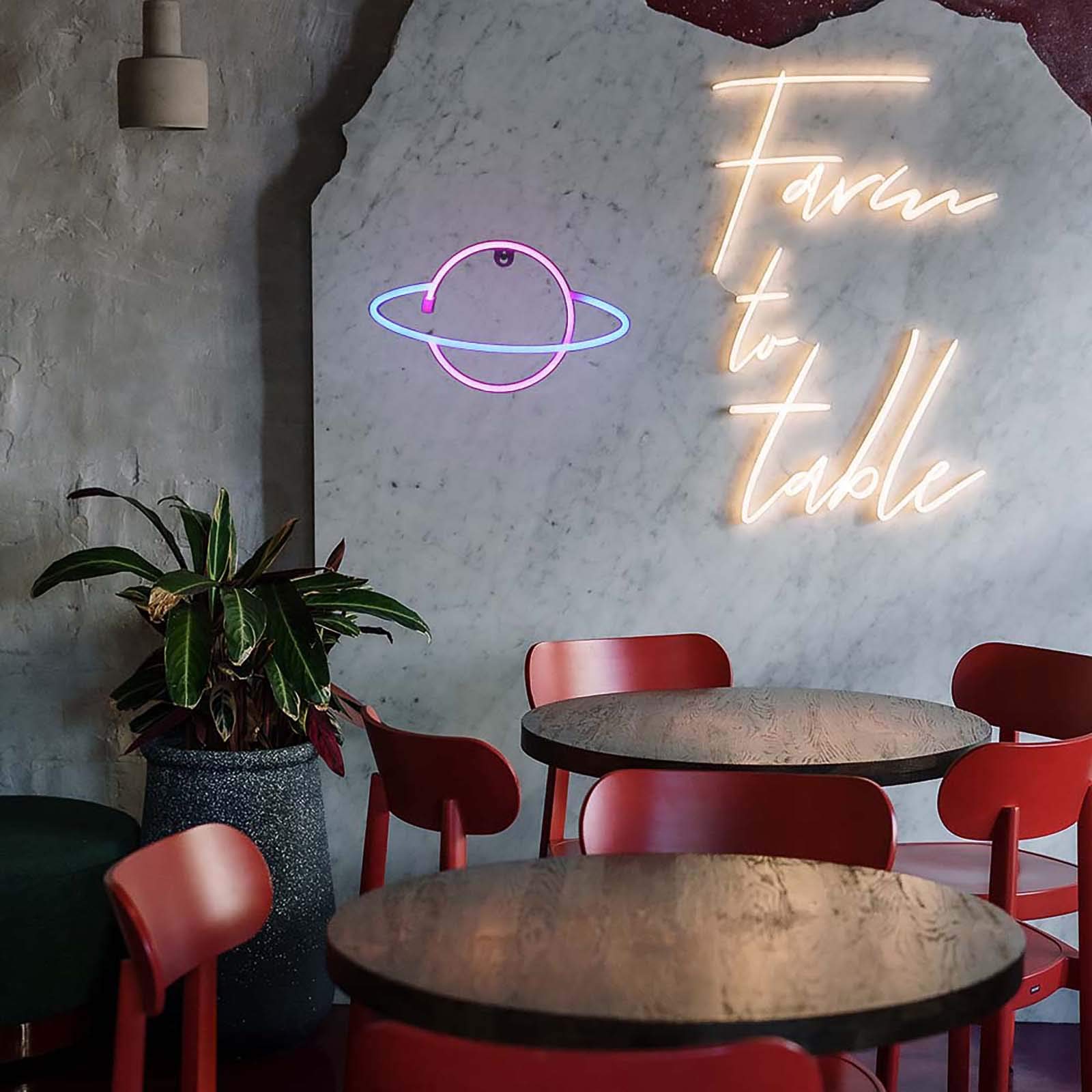 LED Neon Lamp - Hanging Planet Night Light for Kids Bedroom, Room Wall Decor, Birthday Party, Bar, Beach & Wedding Lighting | Dimmable & Energy-Efficient Neon Sign for Home & Commercial Use