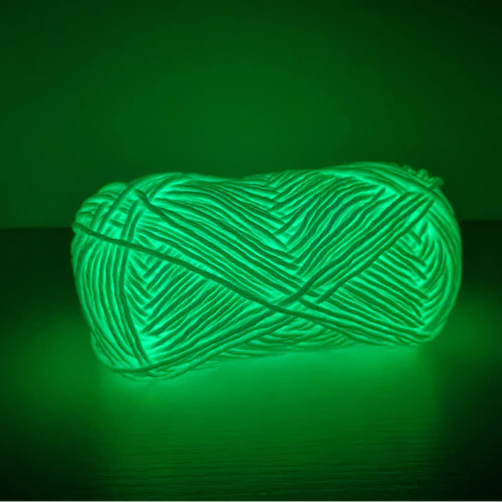 Glow in The Dark Yarn 4 Rolls - Fluorescent Luminous Crochet Knitting Yarn for DIY Crafts, Sewing & Scrubby Thread - Perfect for Nighttime Projects, Halloween Decor & Safety Accessories (White, 4-Pack)