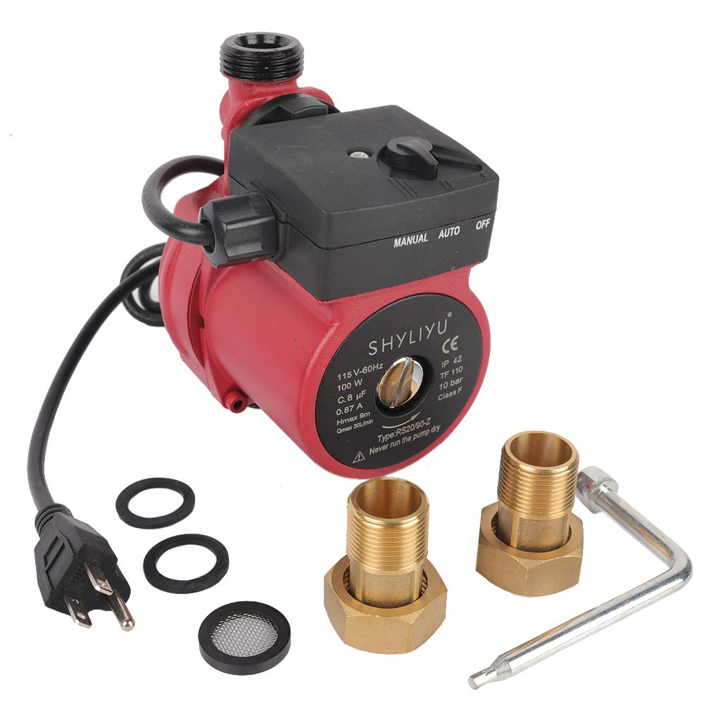 SHYLIYU 1 Inch Cast Iron Water Pressure Booster Pump - 115V/60Hz Hot Water Automatic Recirculating Pump for Home & Commercial Use - Perfect for Showers, Sinks & HVAC Systems