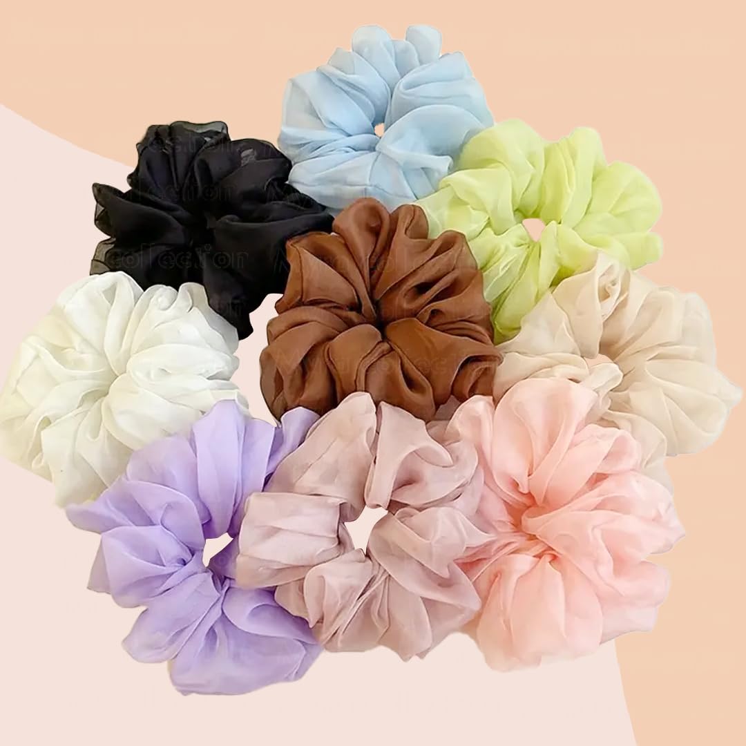Myra Collection 3-Pack Scrunchies - Cream Solid Color Hair Ties for Women & Girls, Soft Elastic Ponytail Holders, Simple Elegant Hair Accessories - Perfect for School, Work, Gym and Everyday Use