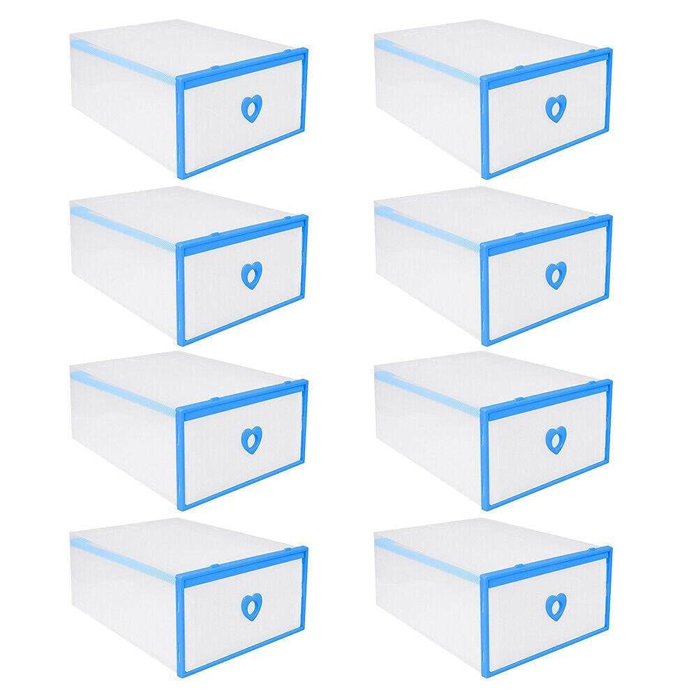 AWED 8-Pack Foldable Plastic Shoe Storage Boxes - Clear Stackable Shoe Organizers for Closet, Shelf, and Clothes Rack | Perfect for Sneakers, Heels, Boots & Home Organization