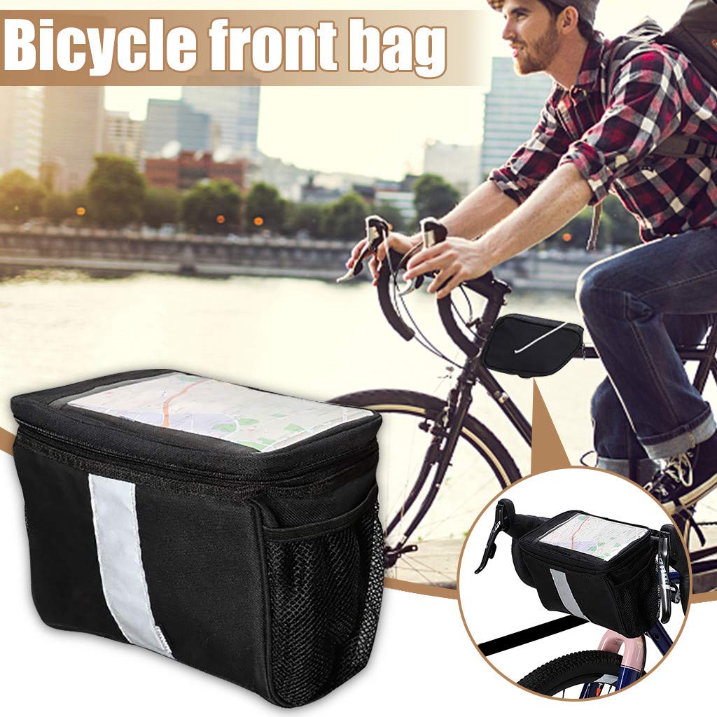 Transparent Mesh Bike Handlebar Bag - Waterproof Touchable Pouch for Phone, Keys & Accessories - Universal Fit for Bicycle, E-Bike & Tricycle - Perfect for Commuting, Cycling & Outdoor Adventures