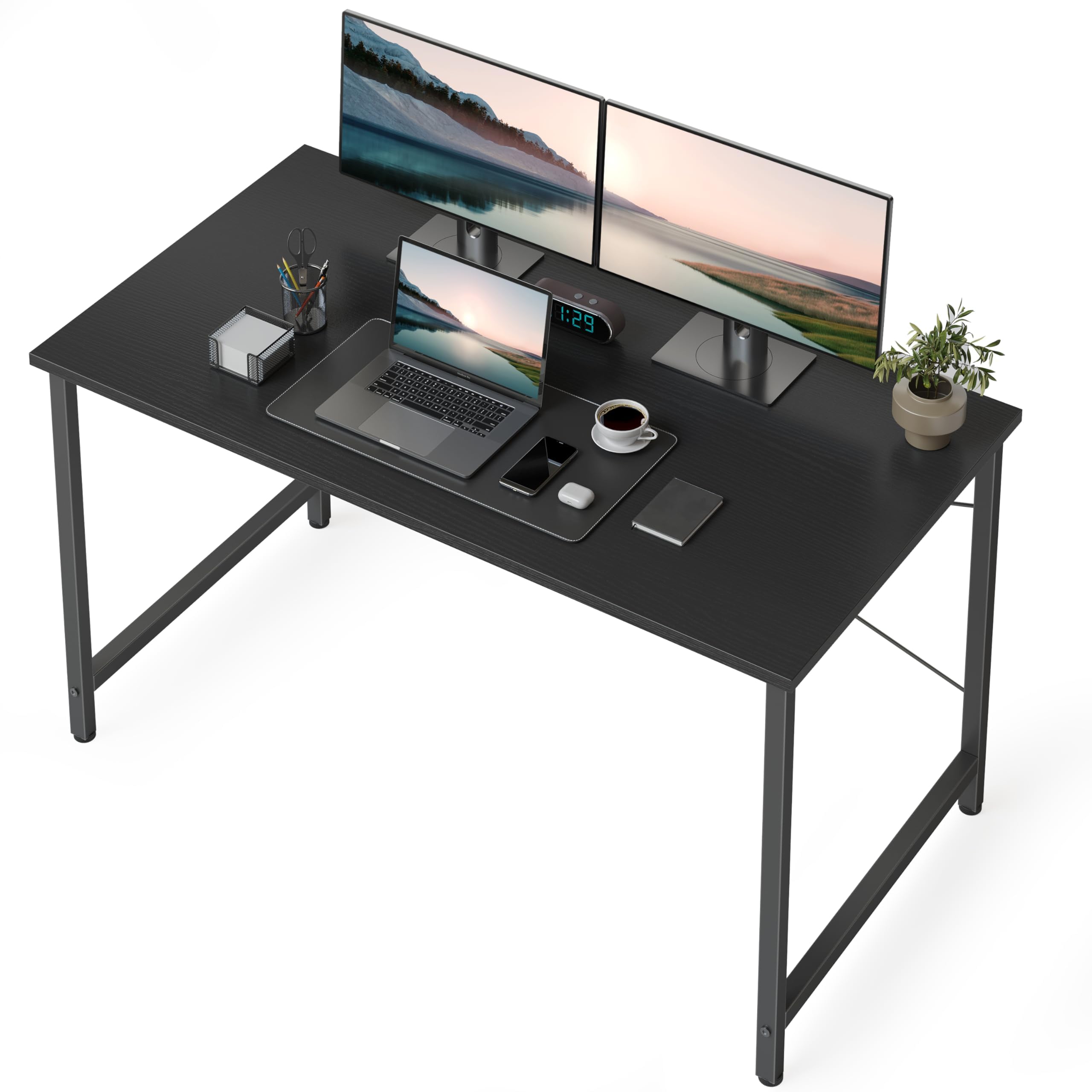 CubiCubi 47 Inch Modern Computer Desk - Home Office Desk for PC, Study & Writing, Black - Perfect for Small Spaces, Gaming & Remote Work