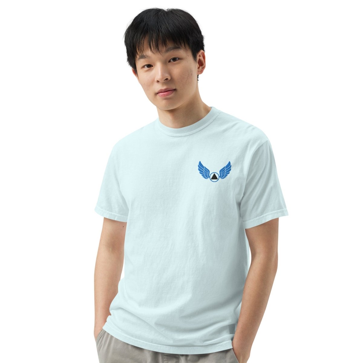 Wings of Recovery Embroidered Heavyweight Cotton T-Shirt for Men - Comfortable Casual Wear for Gym, Workout & Everyday Use