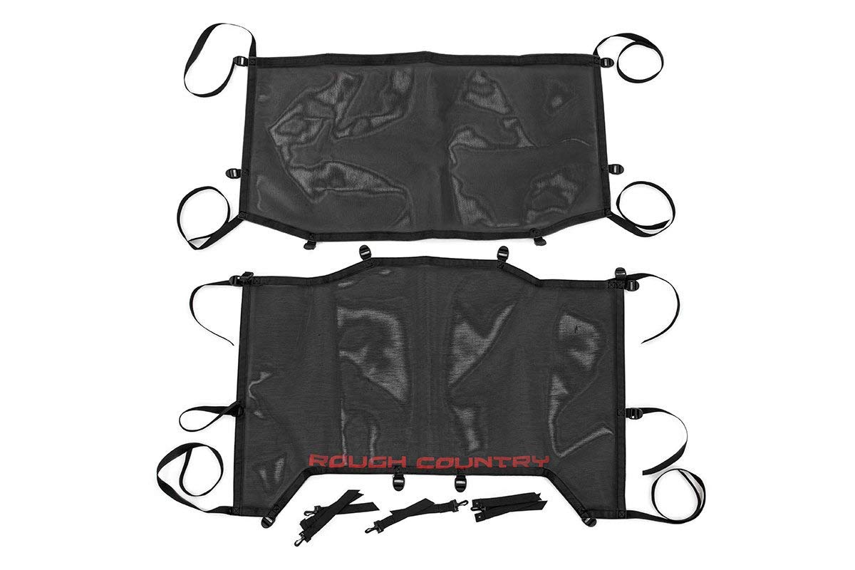 Rough Country Black Mesh Bikini Top for 2018-2022 Jeep Wrangler JL 4-Door | UV Protection & Quick Installation | Perfect for Summer Off-Roading & Beach Adventures - Model 85120