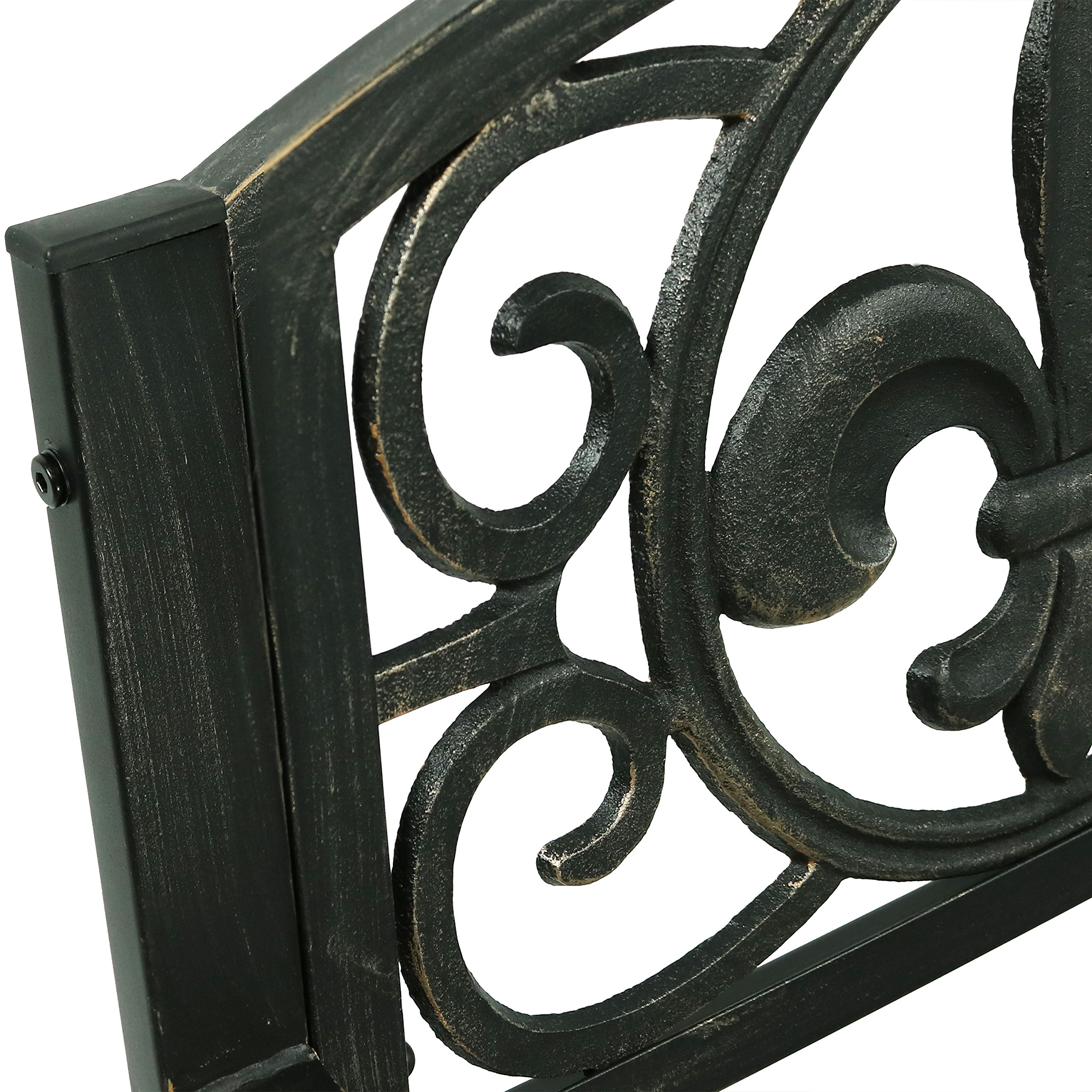 Sunnydaze Fleur-de-Lis Cast Iron and Steel Patio Rocking Chair - 275lb Weight Capacity - Black Outdoor Rocking Chair for Garden, Porch & Backyard Relaxation
