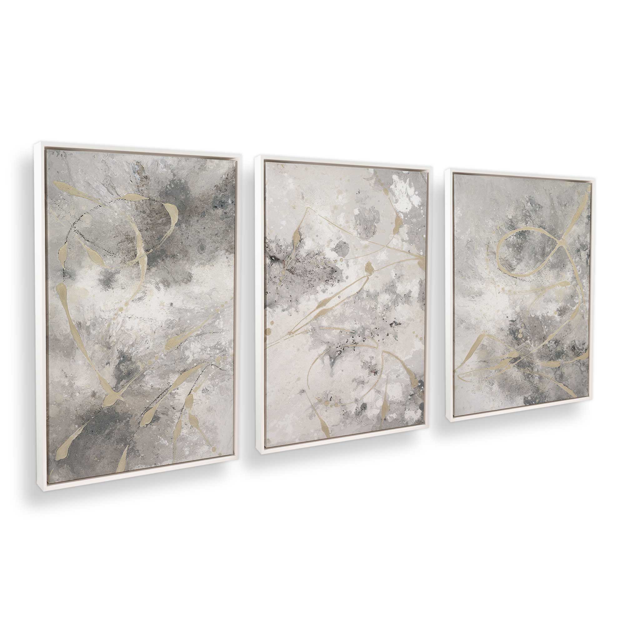 Gilded Whispers - Set of 3 Premium Canvas Wall Art Prints | Elegant Home Decor for Living Room, Bedroom & Office