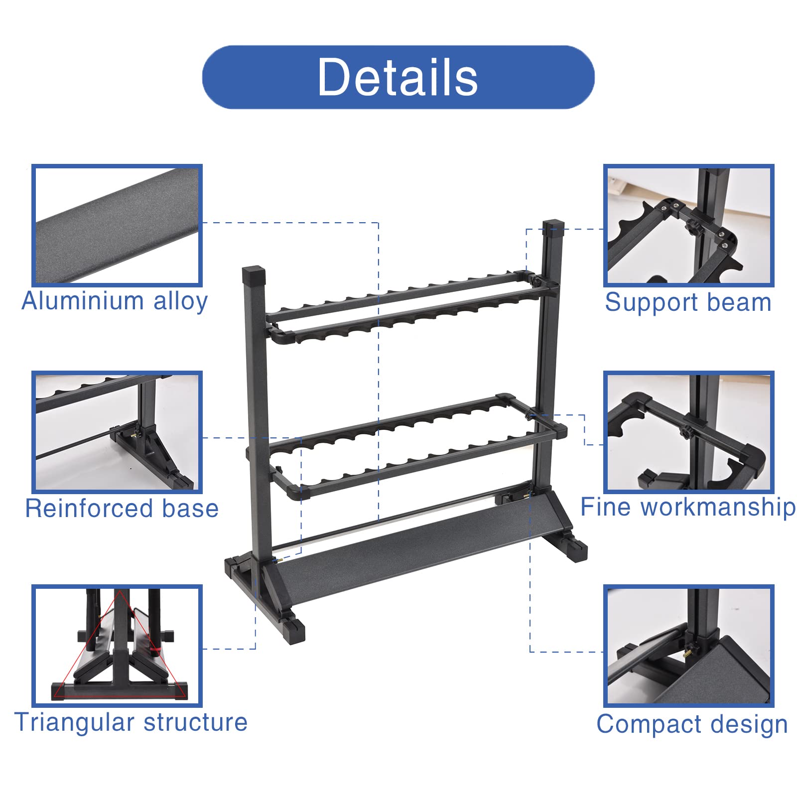 JOYWAVE Aluminum Fishing Rod Holders - Portable Vertical Ground Display Rack for 24 Fishing Poles | Durable & Lightweight Fishing Gear Storage for Boats, Shore Fishing & Garage Organization
