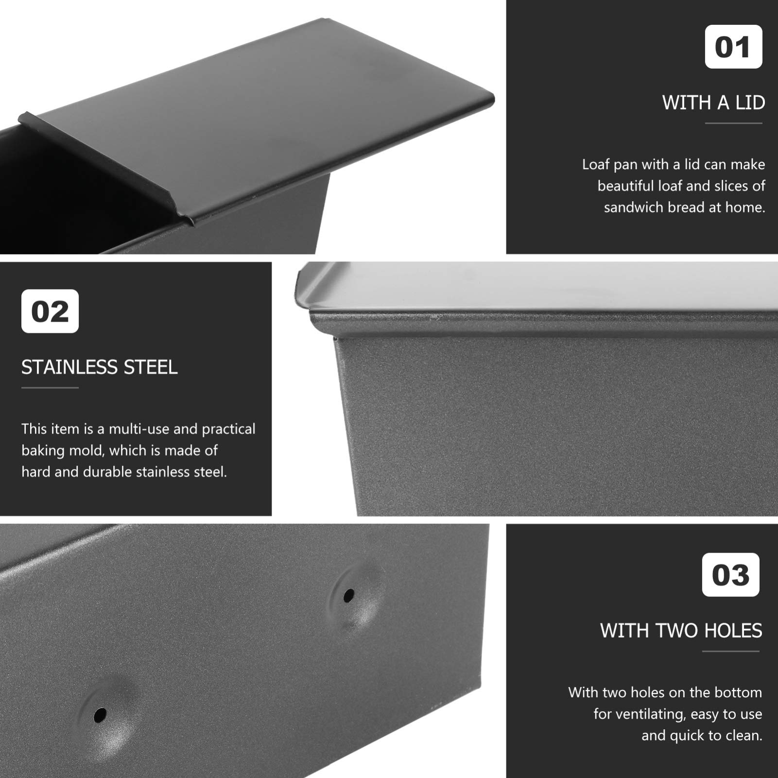 Premium Stainless Steel Loaf Pan with Lid - Nonstick Baking Pan for Bread, Cake & Toast - Oven Safe Bread Box with Quick Release Coating - Perfect for Homemade Banana Bread, Pound Cake & Artisan Loaves