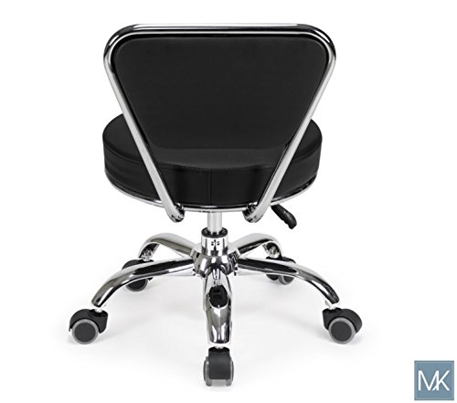 Professional Adjustable Salon Nail Pedicure Stool & Chair - DAYTON BLACK Pneumatic Rolling Stool for Spa & Nail Salon Equipment | Perfect for Pedicures, Manicures & Beauty Services