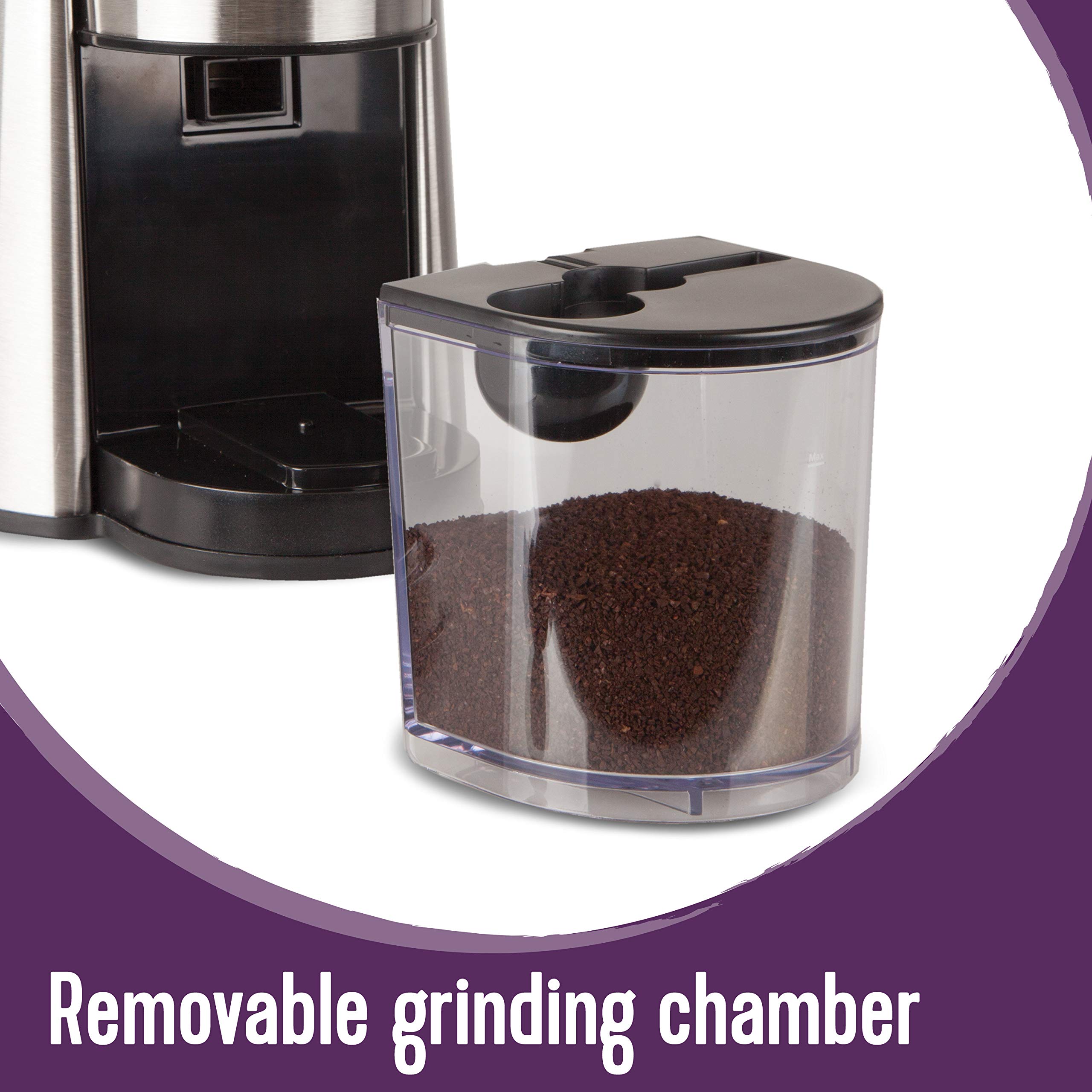 Premium Mr. Coffee Automatic Burr Mill Grinder - 18 Custom Grind Settings for Espresso, Drip & French Press - Stainless Steel Silver - Perfect for Home & Office Coffee Brewing