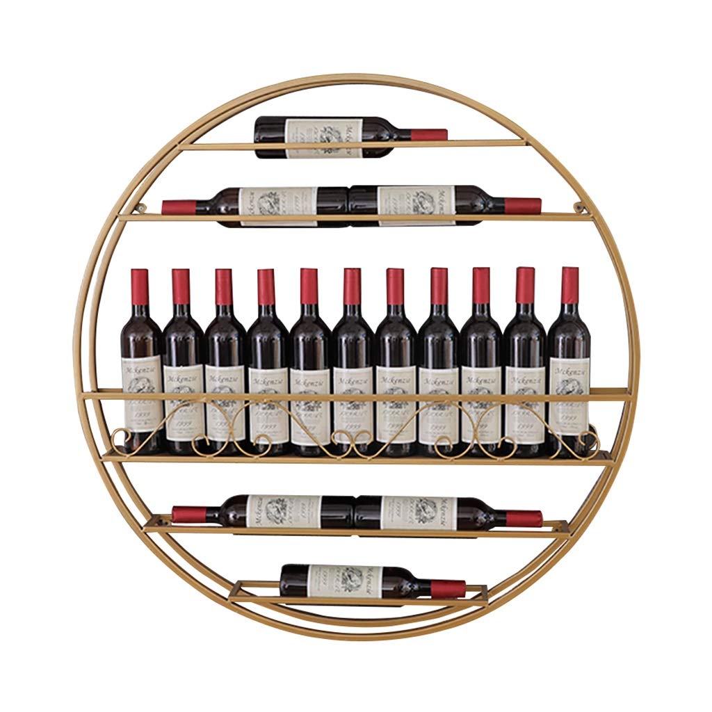 Vintage Round Wall Mounted Wine Rack - American Retro Wine Display Stand for Home Bar, Cafe & Restaurant Decor | Space-Saving Hanging Wine Storage (Black) - Perfect for Kitchen, Dining Room & Wine Cellar Organization