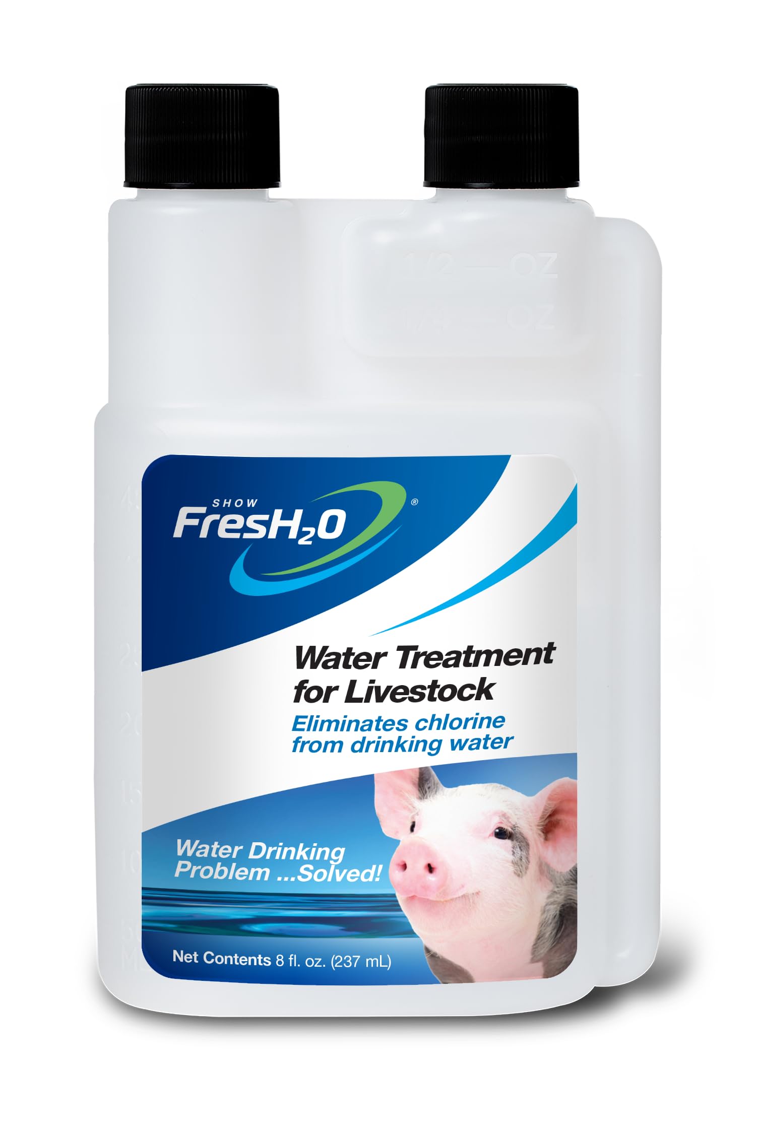 Show FresH2O Livestock Water Treatment - Eliminates Chlorine & Odor in Drinking Water, Easy to Use, Treats 75 Gallons - 8oz | Safe for Horses, Cattle & Farm Animals | Improve Hydration & Health