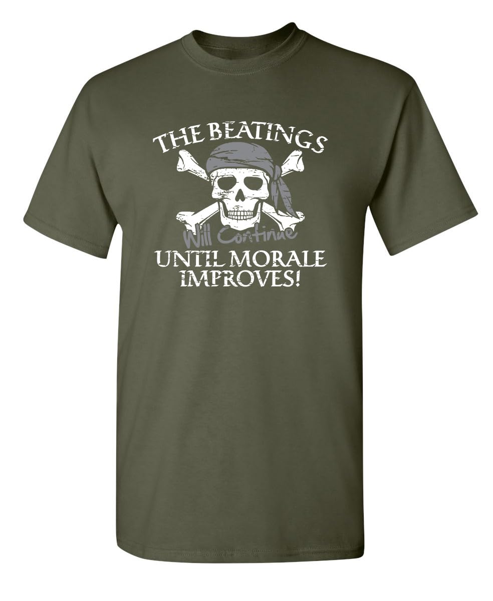Funny Pirate Dad Gift T-Shirt - Humorous 'Beatings Will Continue' Design - Perfect for Father's Day, Birthday & Casual Wear