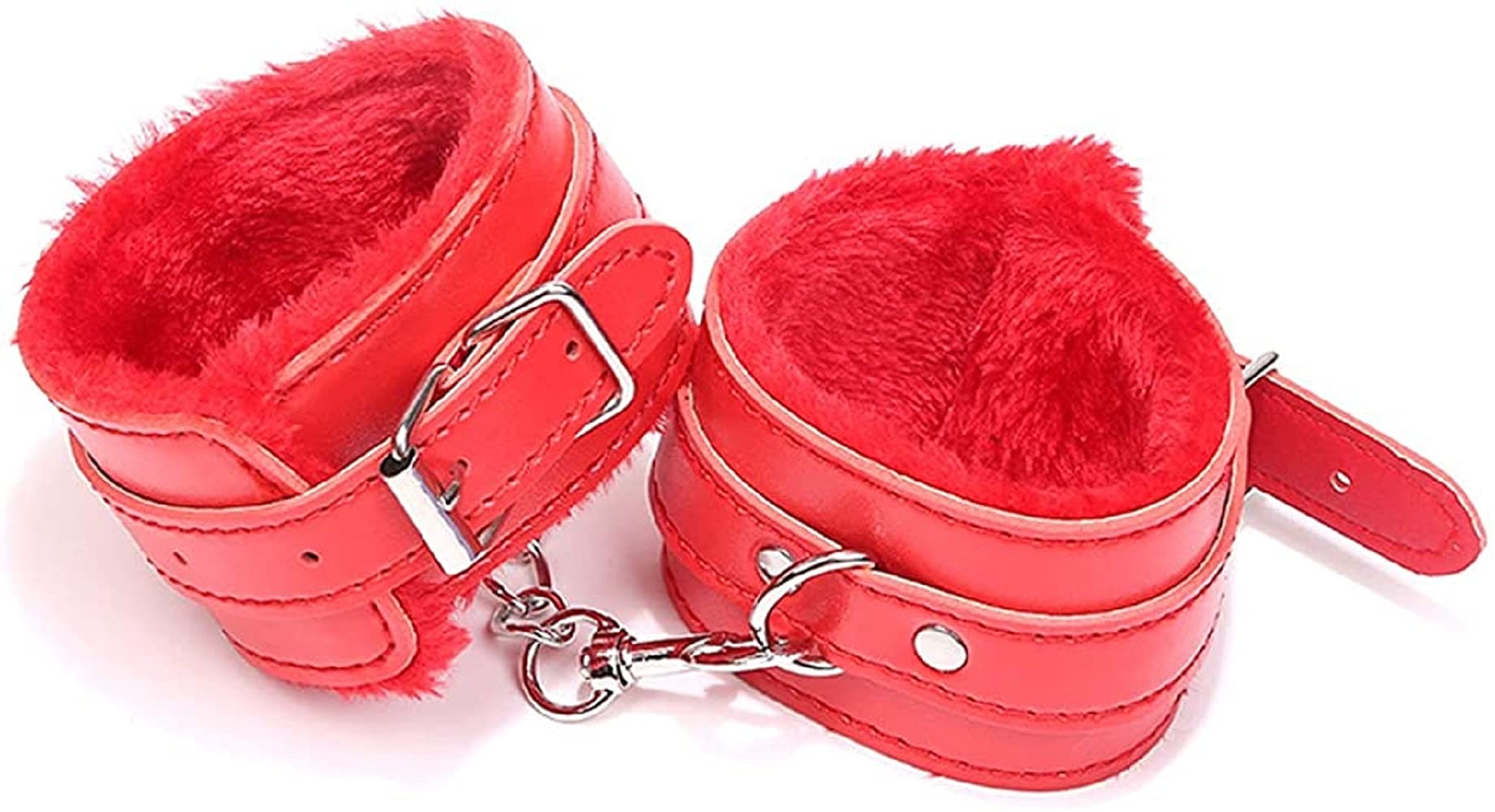 Fluffy Soft Plush Lined Leather Handcuffs Bracelet - Detachable Wrist & Leg Cuffs for Role Play, Yoga, Exercise Bands, Cosplay, BDSM, and Party Accessories - Perfect for Home, Gym, and Fantasy Play Scenes