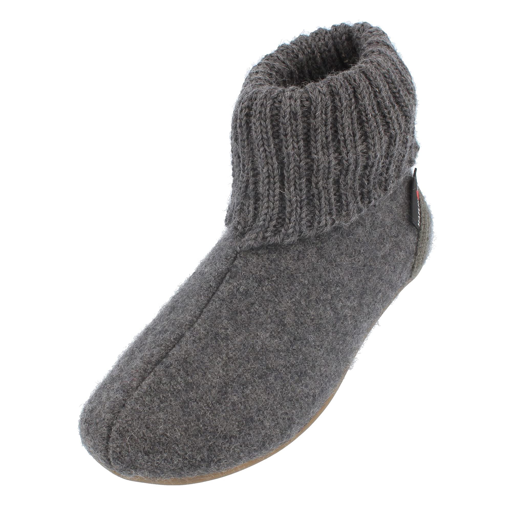 HAFLINGER Men's High Hi-Top Slippers - Grey Anthrazit 04 - US Size 5.5 - Cozy Indoor/Outdoor House Shoes for Winter Comfort & Arch Support