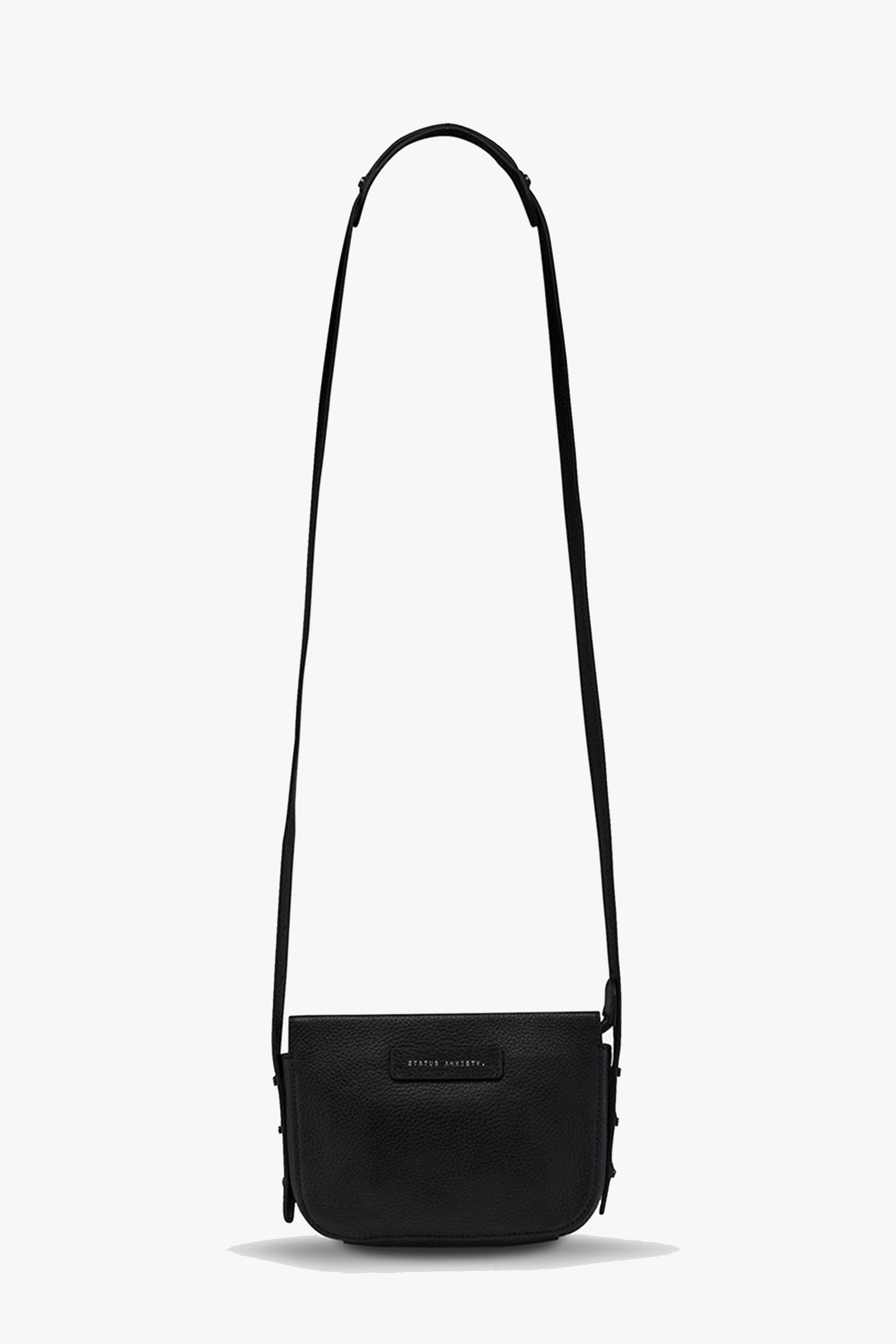 Stylish Black Crossbody Bag with Stud Details & Curved Base - Perfect for Everyday Use, Work, and Travel