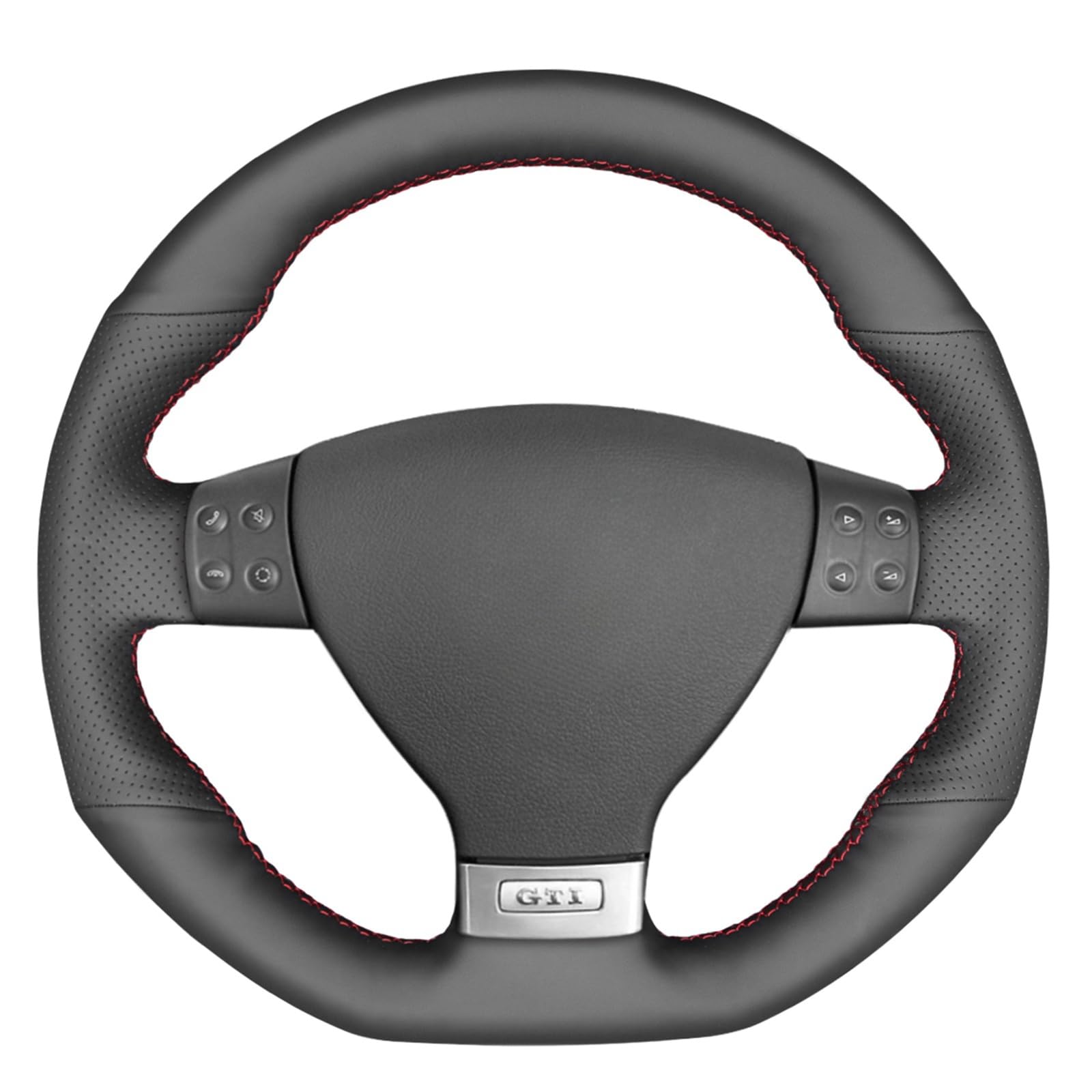 MEWANT Genuine Leather Steering Wheel Cover for Volkswagen VW GLI/GTI/Jetta/R32 - Hand Stitched, Non-Slip Grip - Perfect for Daily Commuting & Road Trips