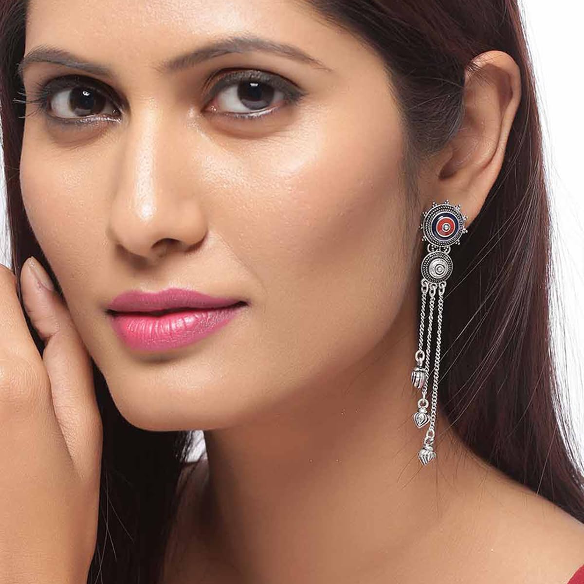 Voylla Mandala Tassel Drop Earrings for Women - Boho Ethnic Handmade Jewelry - Perfect for Festivals, Weddings & Boho Fashion