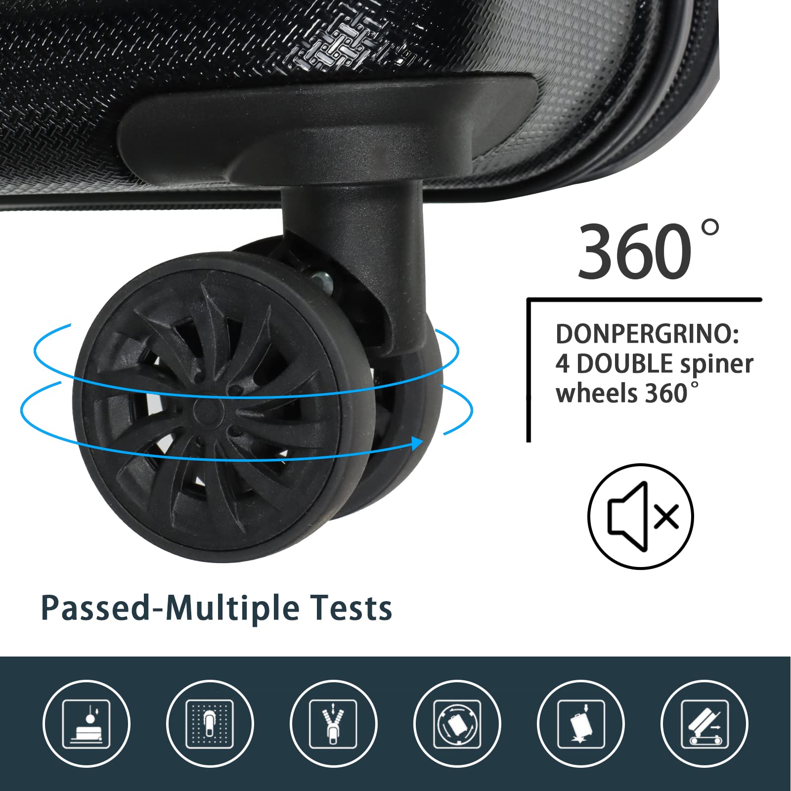 3-Piece Lightweight Hardshell Luggage Set (20/24/28 Inch) with 360° Spinner Wheels - Durable ABS+PC Suitcase for Travel - Perfect for Family Vacations, Business Trips & International Travel (Black, 5-Piece Set)