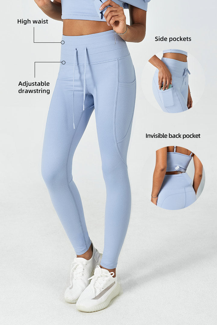 CloudFleece™ High Waist Yoga Pants with Drawstring - Soft Fleece-Lined Workout Leggings for Women - Perfect for Yoga, Running & Lounge Wear