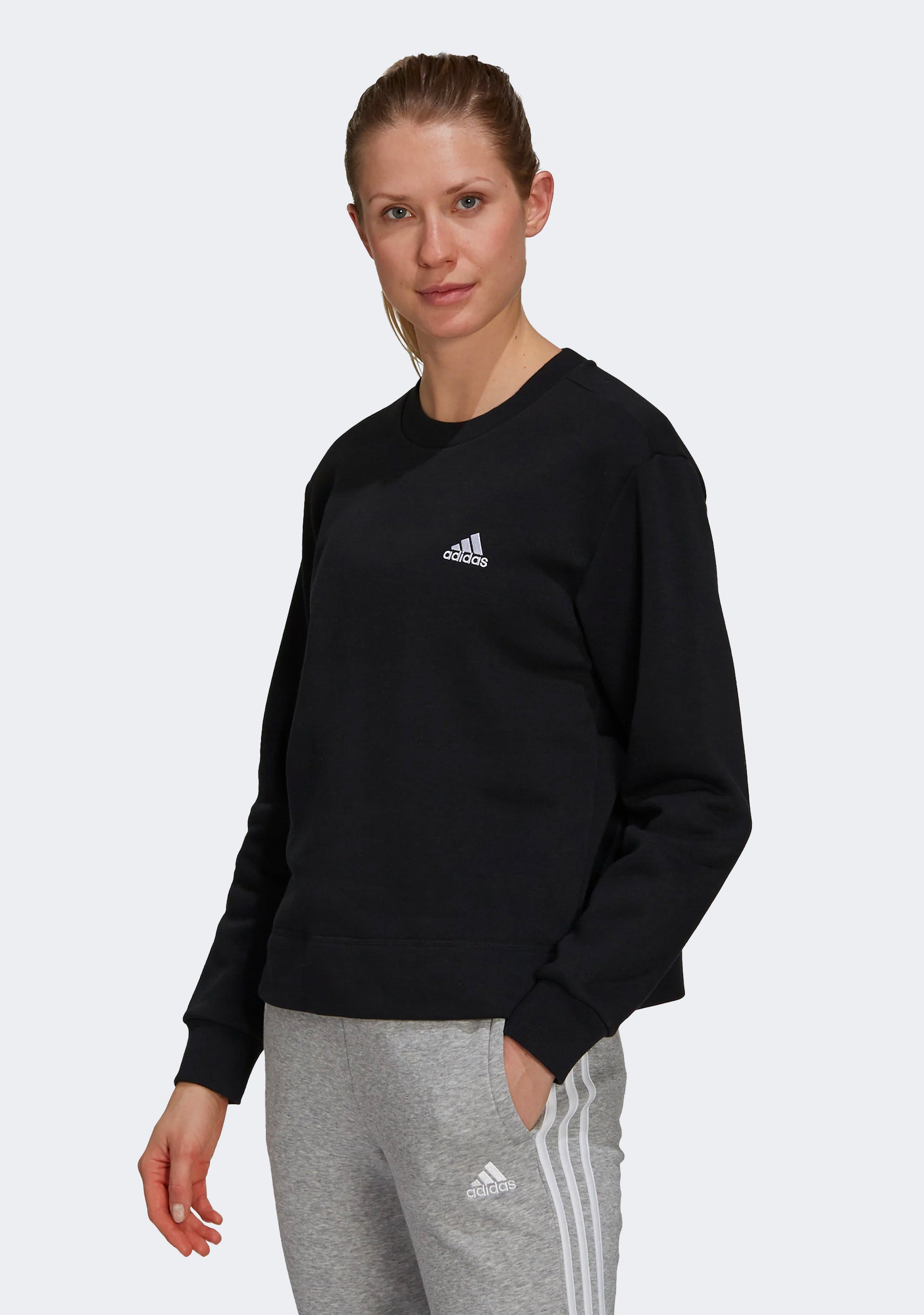 Adidas Women's Essentials Small Logo Fleece Cropped Sweatshirt | Soft Casual Pullover for Gym, Running & Streetwear | Perfect for Workouts, Lounge & Everyday Wear