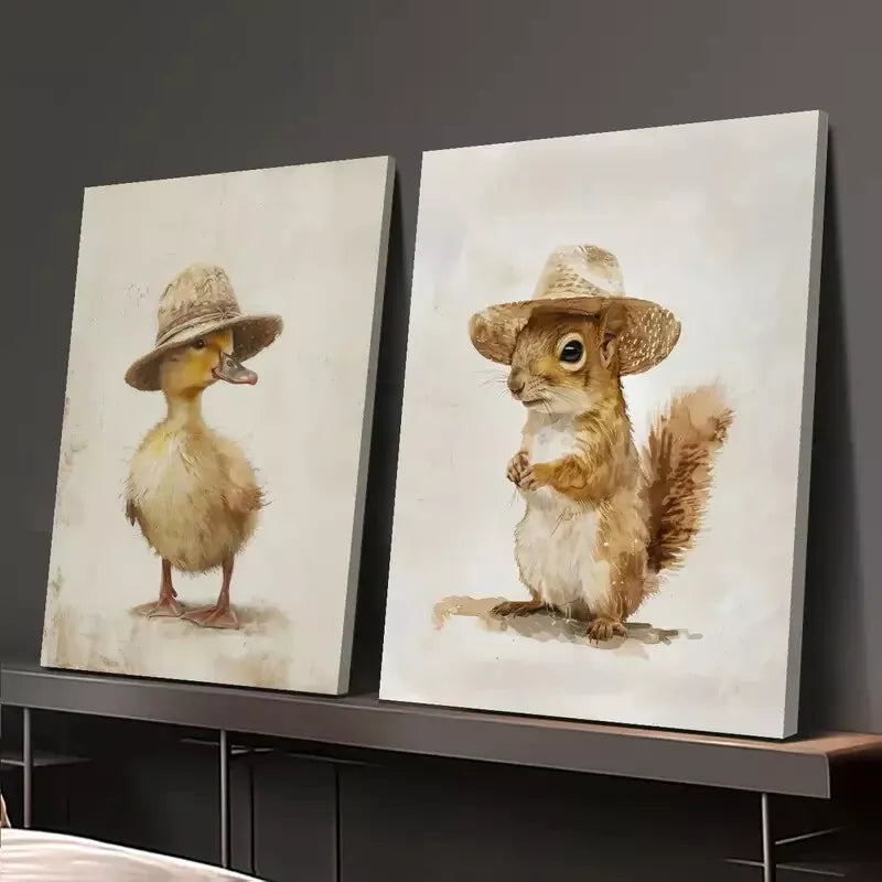 2PCS Farmhouse Animal Art Decor - 50x75cm Framed Canvas Wall Painting, High-Quality Print, Ready to Hang | Australian Made Home Decor for Living Room, Bedroom & Office