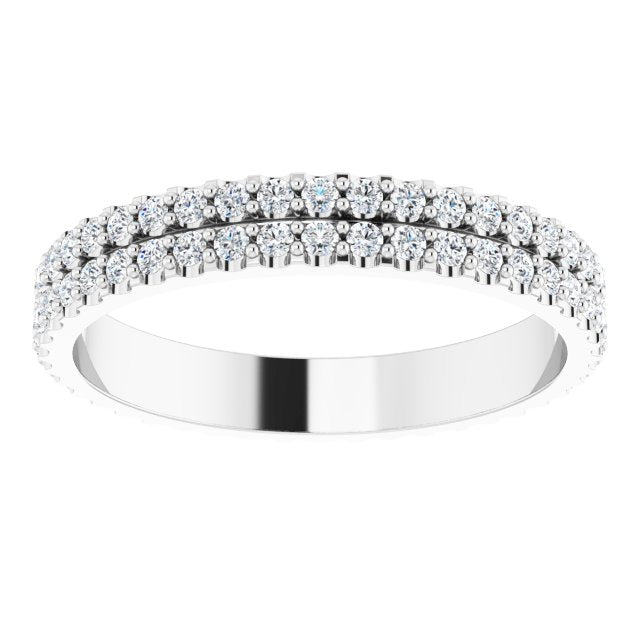 0.84 Carat Round Diamond Double Row Eternity Band Ring for Women - Perfect for Weddings, Anniversaries & Special Occasions