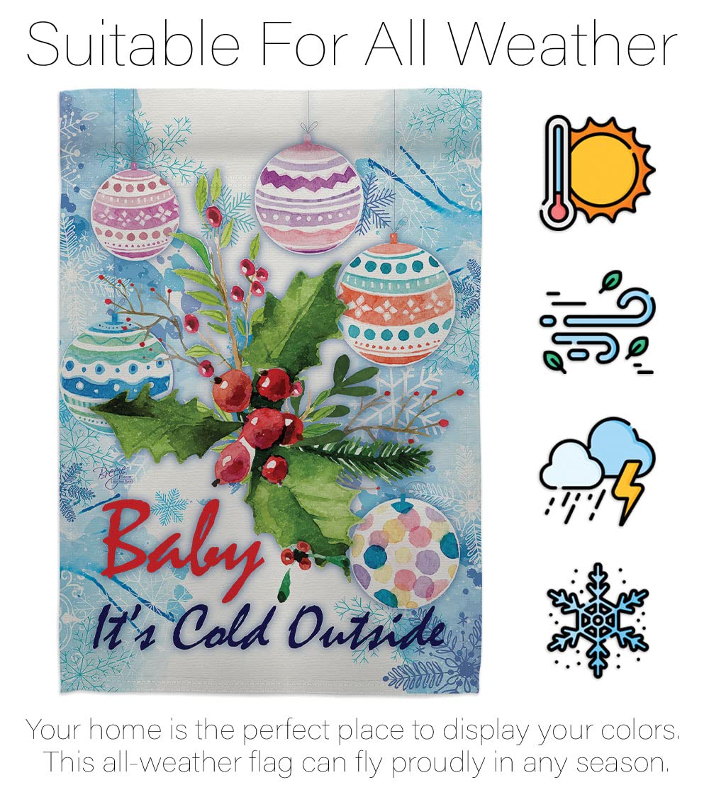 Winter Wonderland Decorative Flags Kit - House & Garden Set with Flagpole for Holiday Decor
