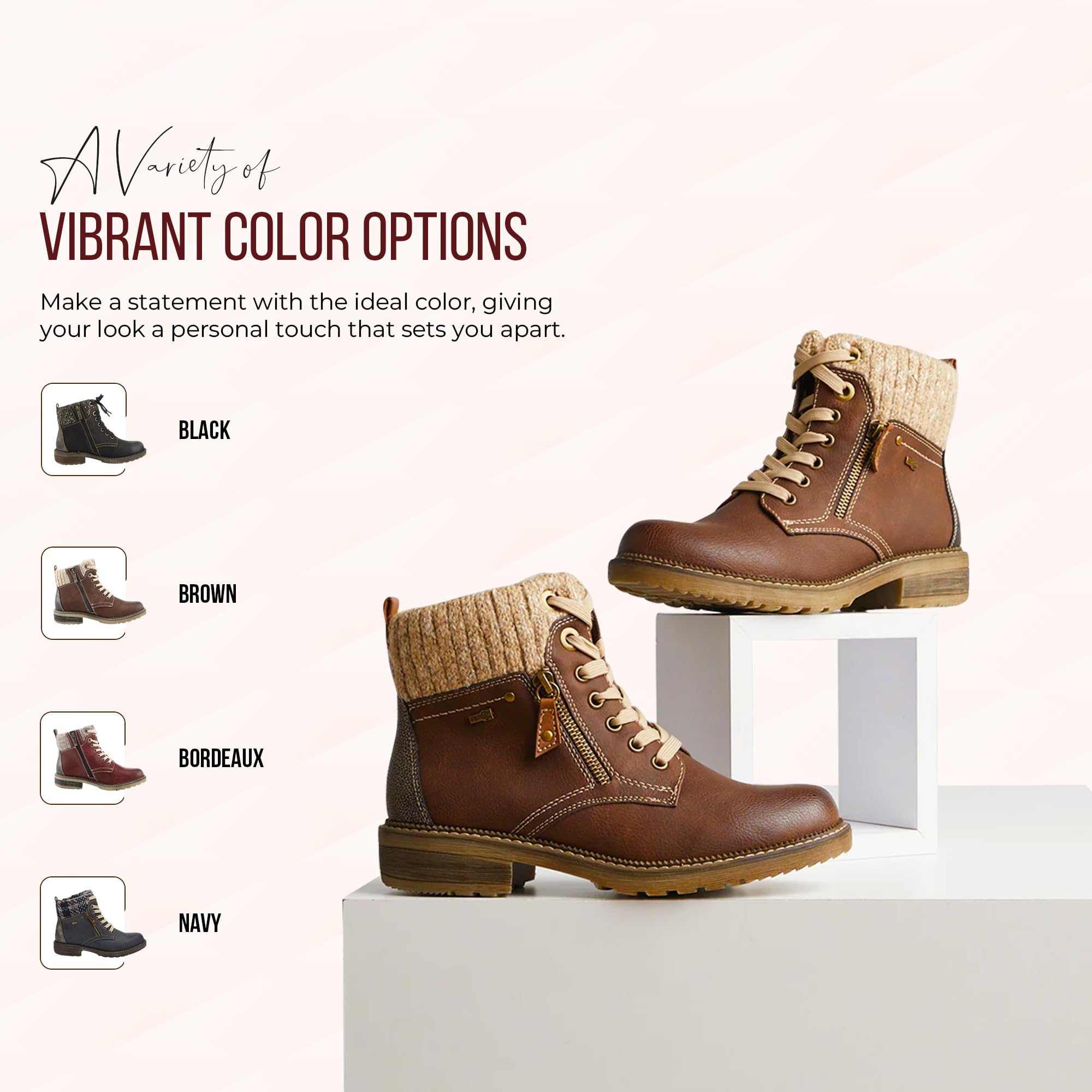 Spring Step Women's Khazera Combat Boots - Stylish Ankle Booties with Chunky Heel | Perfect for Fall Fashion, Casual Outfits & Everyday Wear