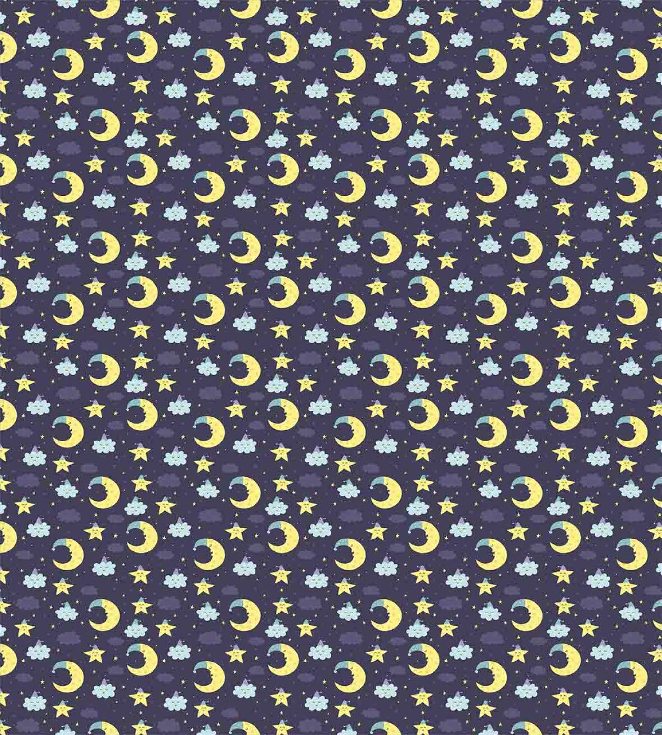 Ambesonne Queen Size Duvet Cover Set - 3 Piece Bedding with Moons, Clouds & Stars Design - Dark Purple & Pale Blue Galaxy Theme - Includes 2 Pillow Shams for Cozy Bedroom Decor (Perfect for Teens, Adults & Space-Themed Rooms)