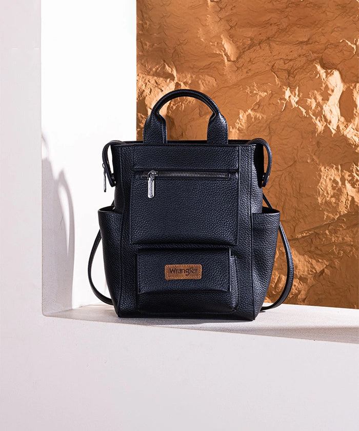 Wrangler Convertible Leather Backpack for Men & Women - Durable Travel Backpack with Adjustable Straps - Perfect for Hiking, Work & School