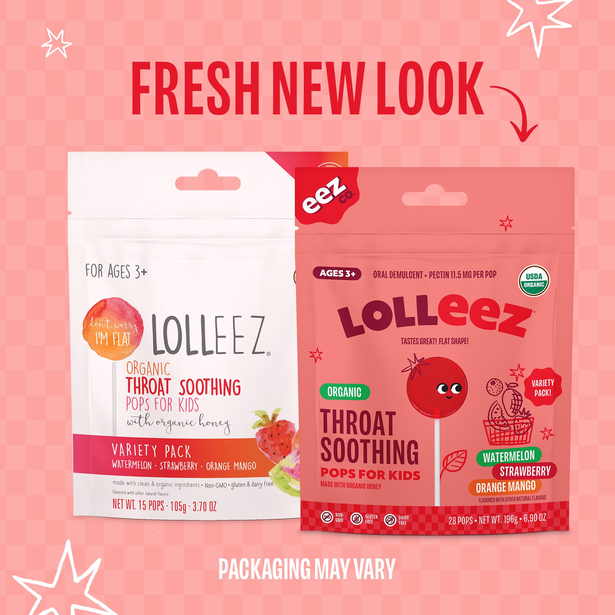 Organic Lollipops for Kids - Natural Sore Throat Relief with Strawberry, Watermelon & Orange Mango Flavors (28 Count) | Soothing Candy for Children's Cough, Cold & Throat Discomfort | Perfect for School, Travel & Home Use