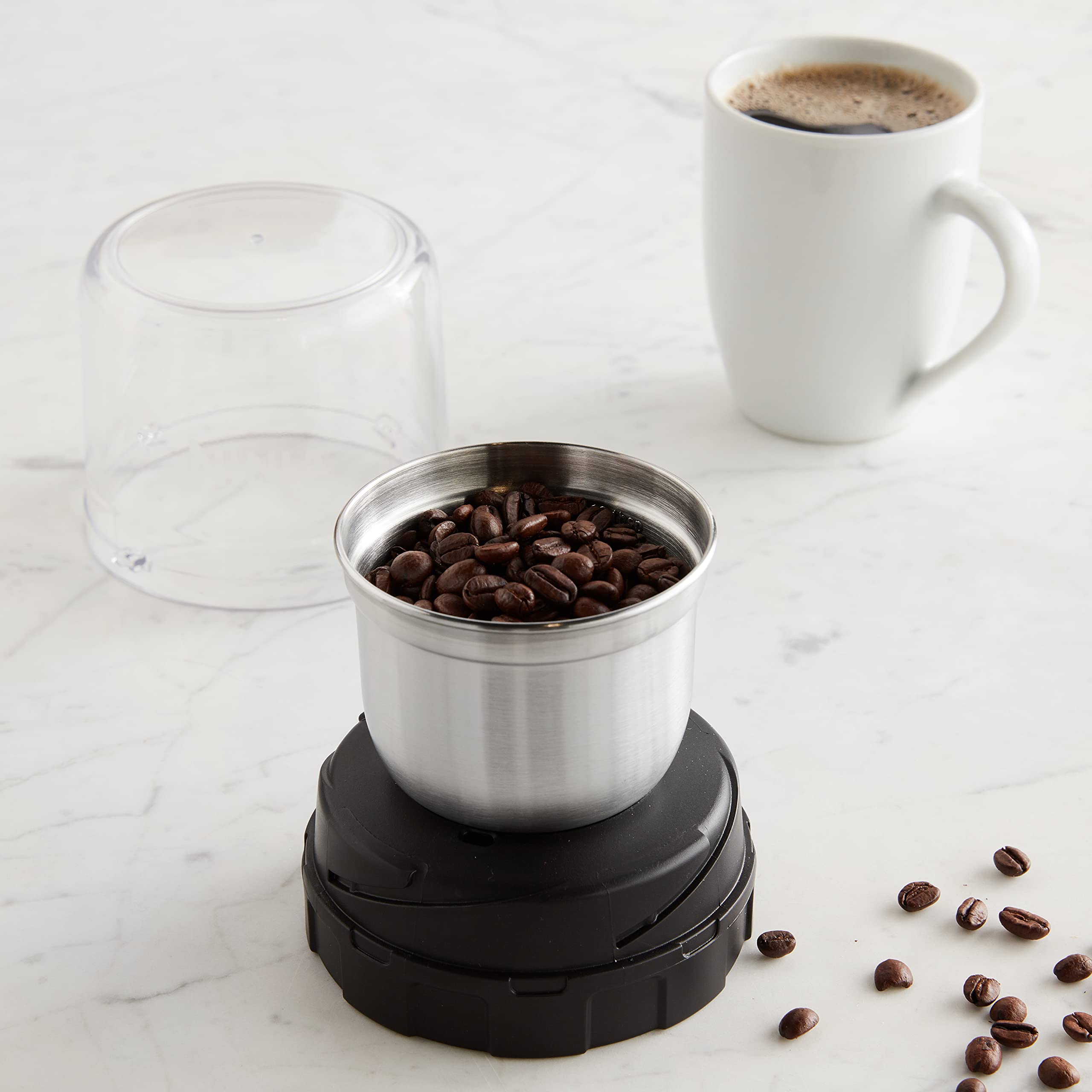 Ninja Foodi Coffee & Spice Grinder - Compatible with Ninja SS100, SS350, SS400 Blenders - Compact 12-Tbsp Capacity - Stainless Steel & Black - Perfect for Grinding Coffee Beans, Spices, Nuts - Ideal for Home Kitchens & Coffee Enthusiasts
