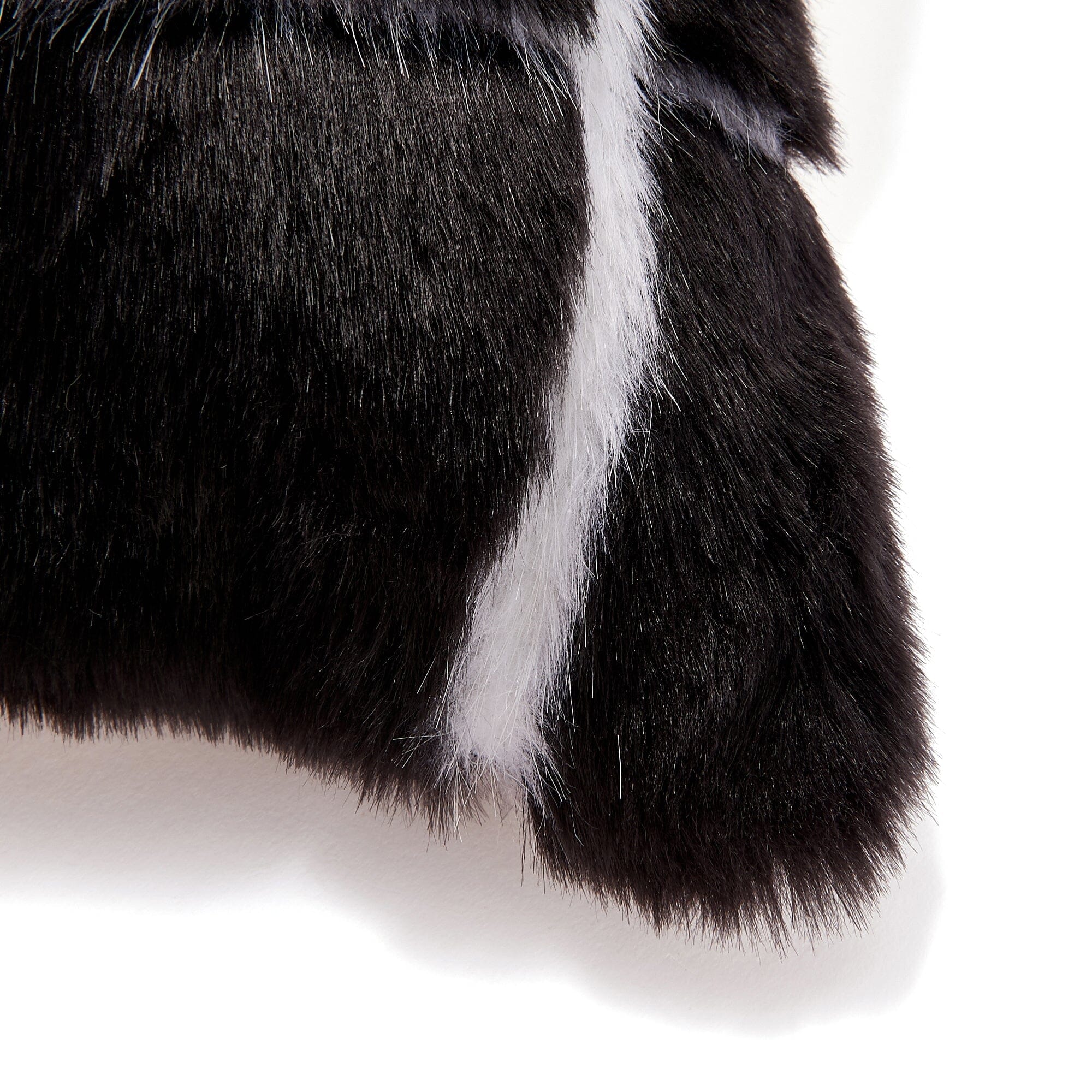 Premium Fur U Cushion Cover 18x18 Inches (450x450mm) - Soft Black & White Decorative Pillow Case for Sofa, Bed, Chair - Cozy Home & Office Decor Accessory