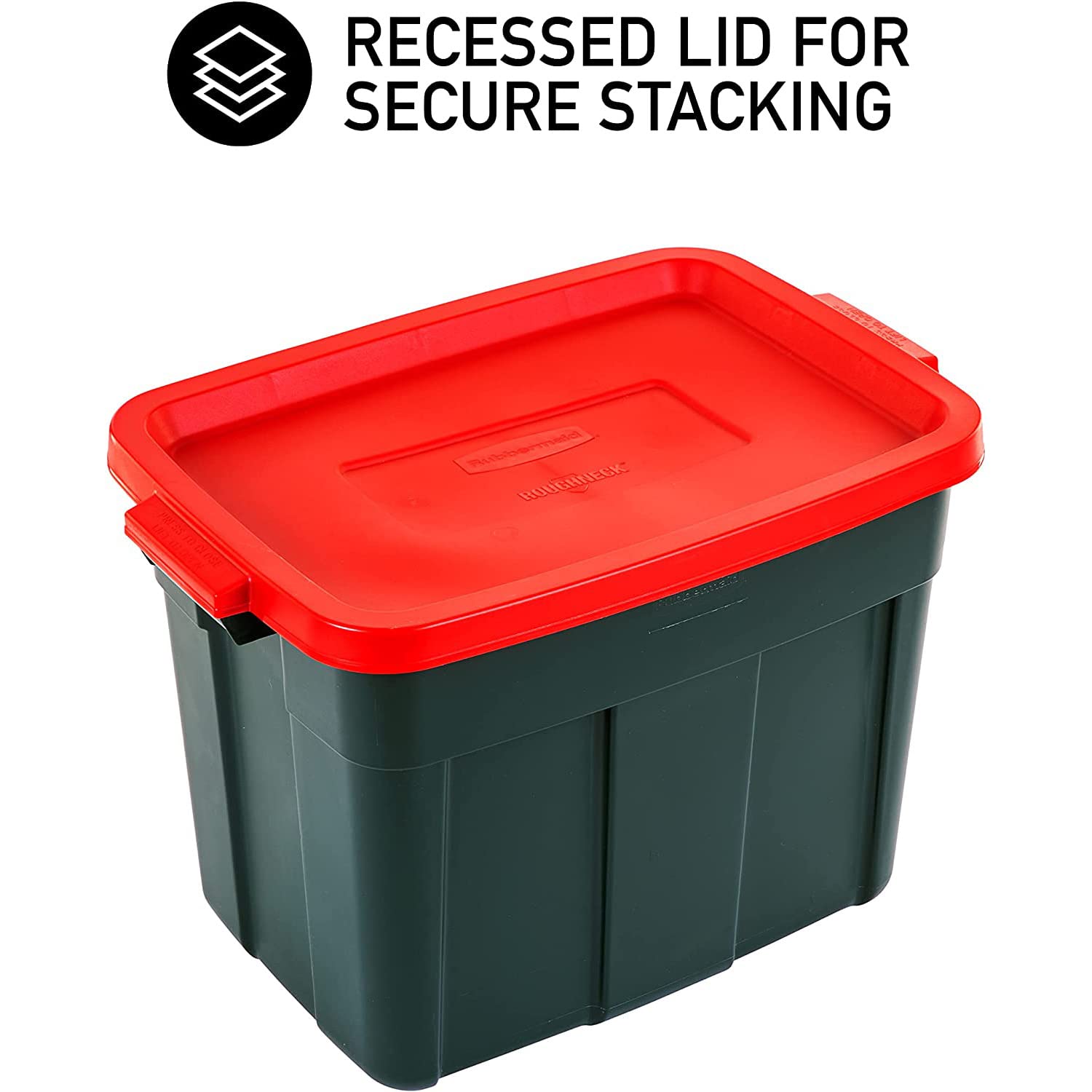 Rubbermaid Roughneck 18 Gallon Storage Totes - 6 Pack Heavy Duty Stackable Plastic Bins with Lids & Handles | Made in USA | Green & Red | Ideal for Home Organization, Garage Storage & Moving Supplies