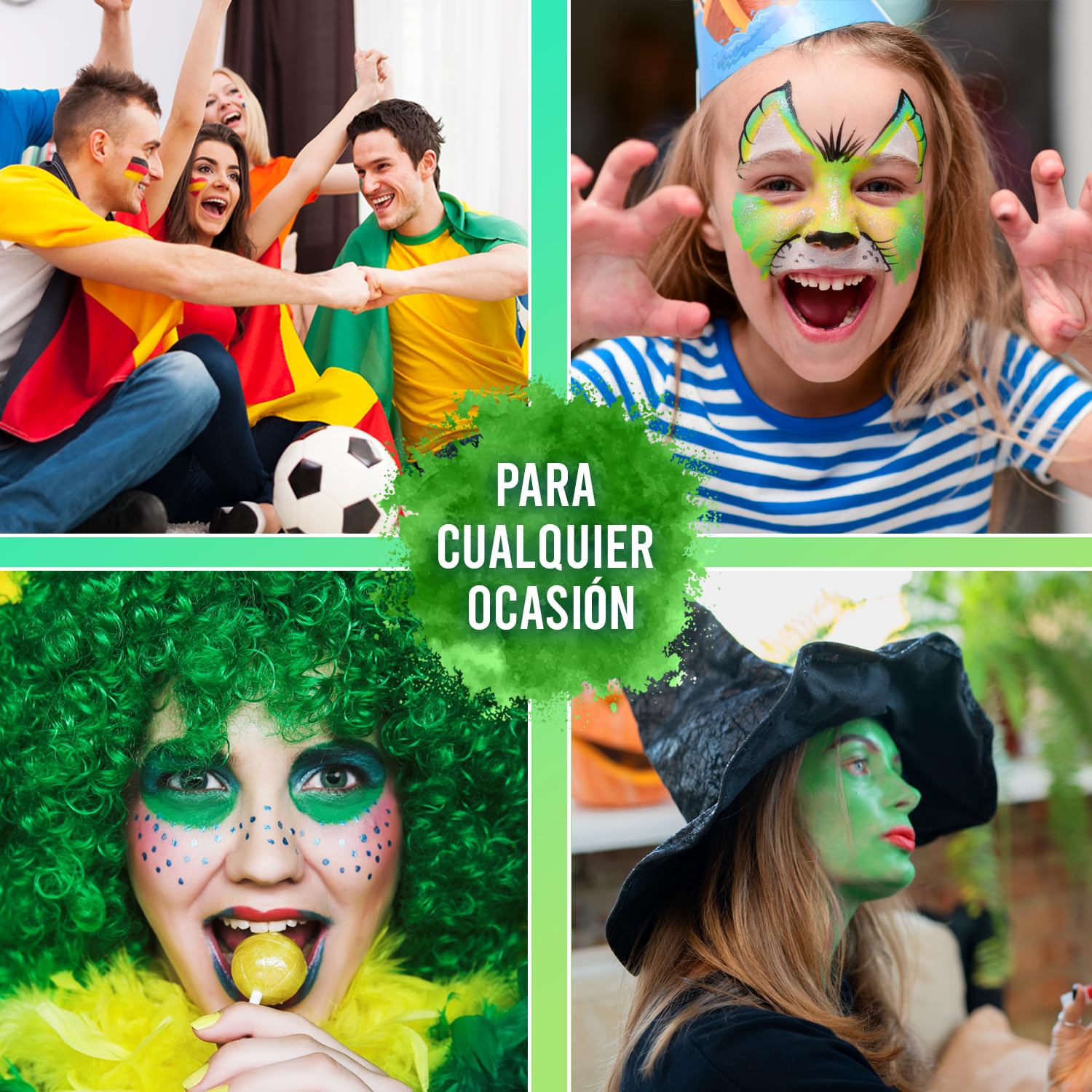 Festive Face Paint for Kids - 20g with Sponge | Safe & Skin-Friendly Carnival Makeup 2024 | Covers 30+ Faces | EN 71-3 & Reach Certified | Perfect for Halloween, Birthday Parties & Costume Events