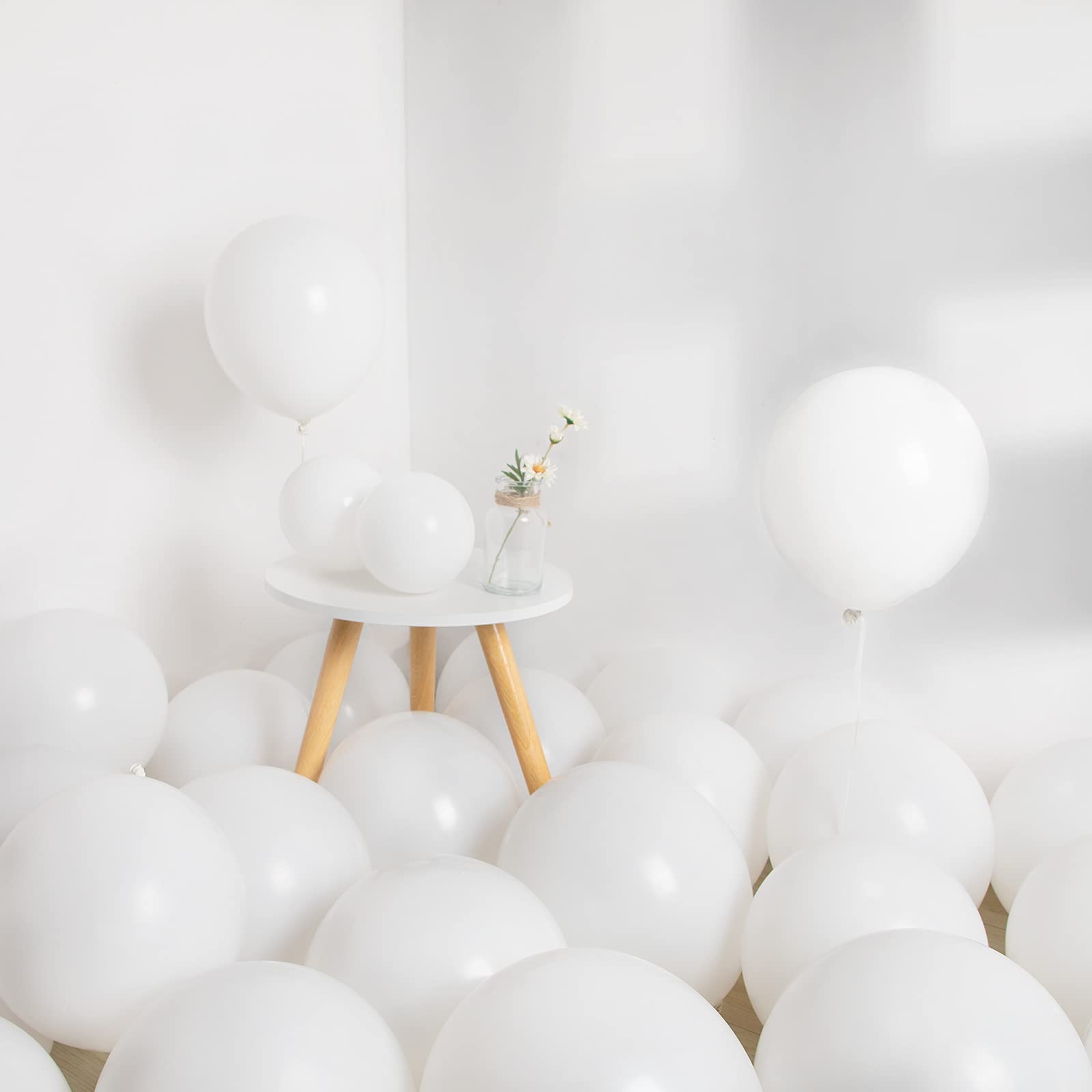 Premium White Balloons 12+5 Inch (70Pcs) - High-Quality Latex Balloons for Birthday Parties, Weddings, Anniversaries, Bridal Showers & Baby Showers | Helium & Air-Filled for Indoor & Outdoor Decorations