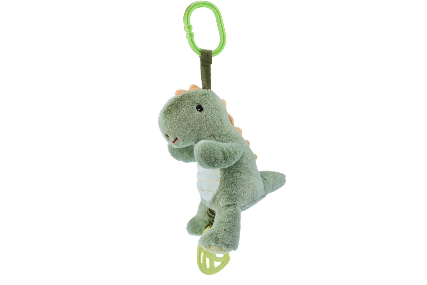 Snuggle Buddy Minty Dinosaur Jiggle & Shake Clip Toy - Soft Plush Dinosaur Clip for Kids, Babies & Toddlers - Perfect for Strollers, Car Seats & Backpacks