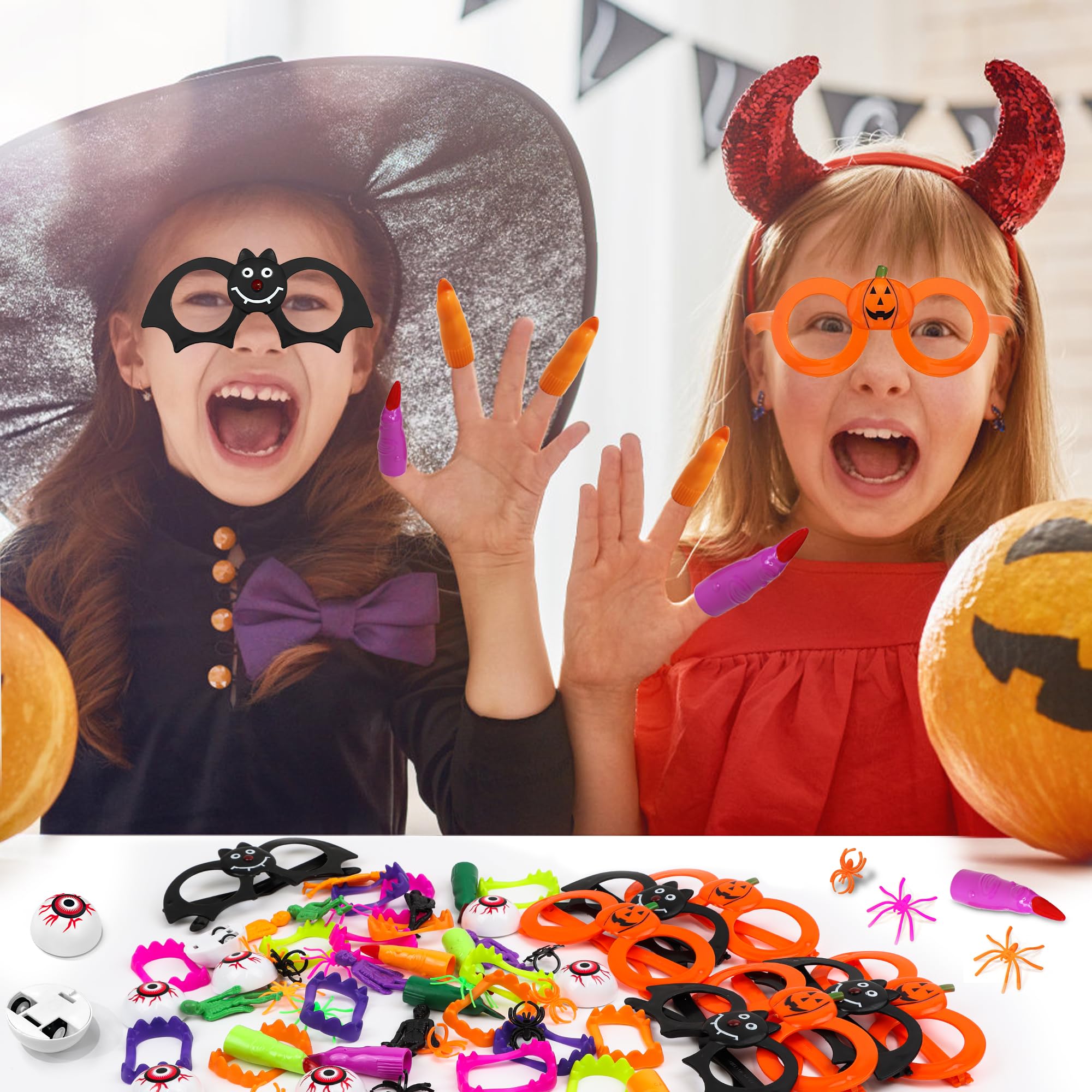64 PCS Halloween Party Favors Assortment - Spooky Toys for Kids, Trick or Treat Gifts, Treat Bag Fillers & Party Prizes - Perfect for Classroom Celebrations, Neighborhood Halloween Events & Costume Parties