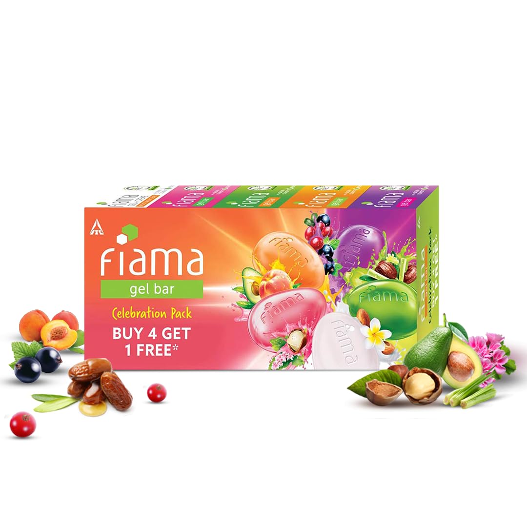 Fiama Gel Bar Celebration Pack - 5 Unique Scented Gel Bars (125g Each) | Buy 4 Get 1 Free | Perfect for Home Fragrance, Gifts & Party Decorations