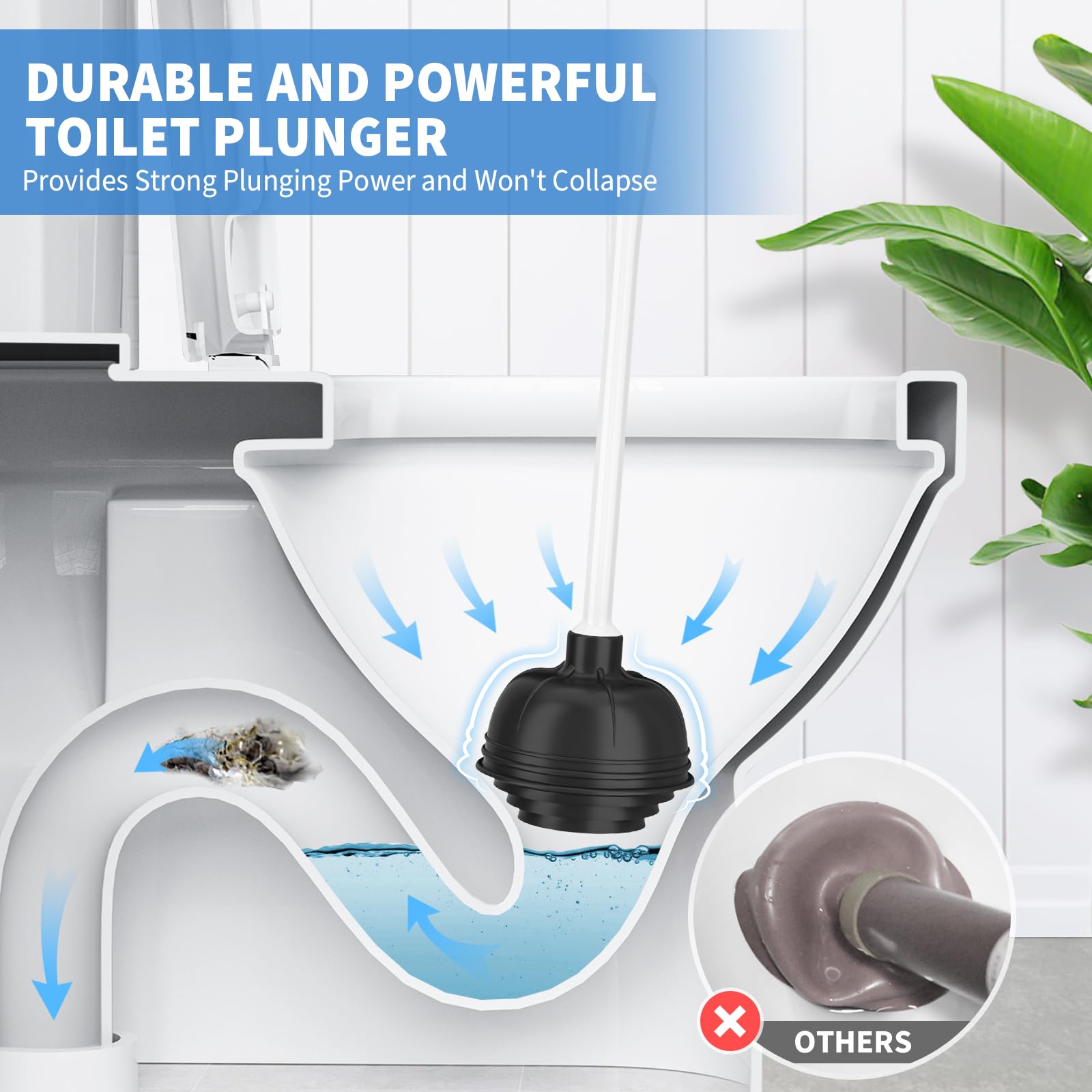 Uptronic 2-in-1 Toilet Plunger and Brush Set with Holder - Heavy Duty Bathroom Cleaning Combo with Modern Caddy Stand (White, 2 Pack) - Perfect for Toilet Cleaning, Bathroom Maintenance & Home Hygiene