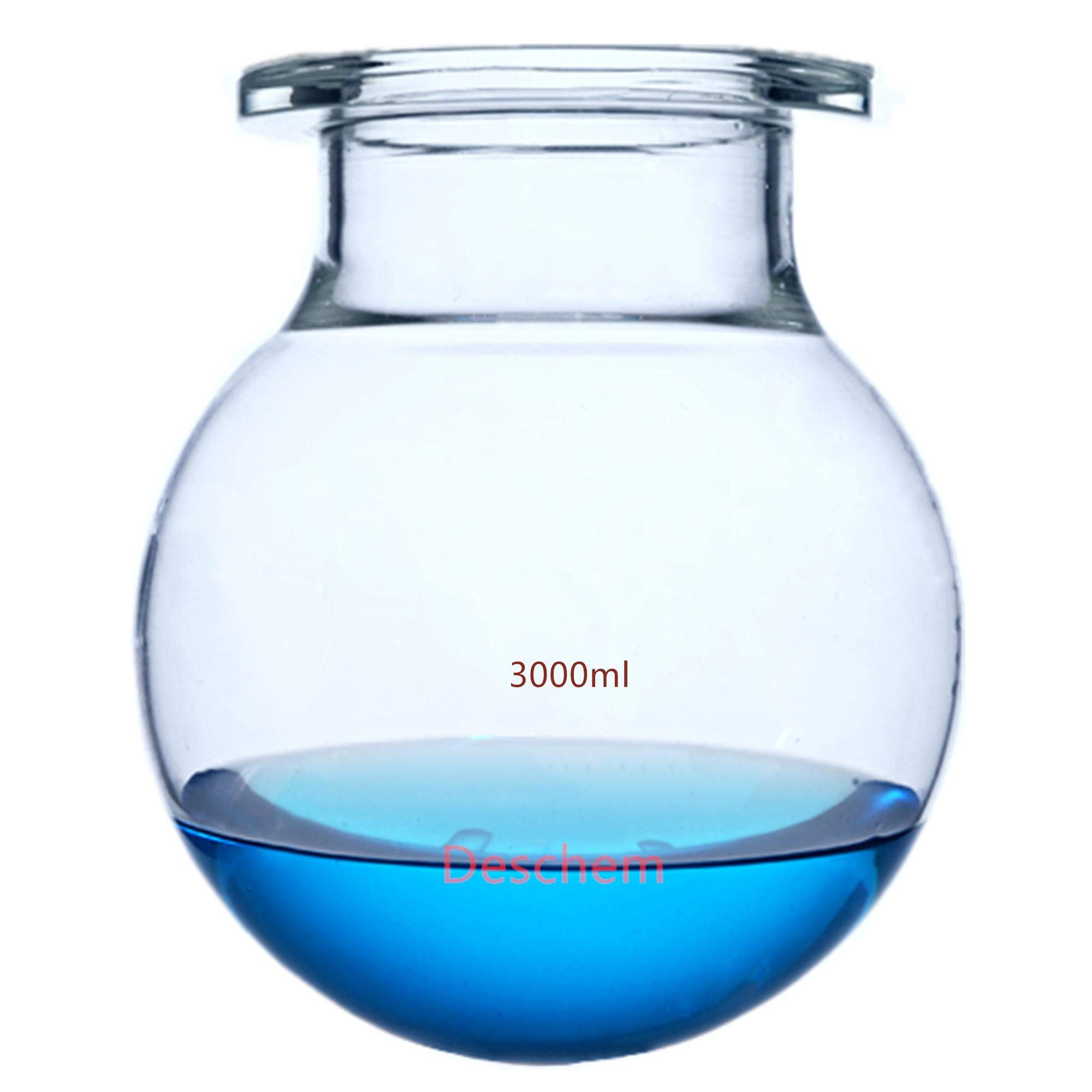 24/40 Three Neck Glass Reactor with Round Bottom - Laboratory Reaction Kettle with 3-Neck Lid & Steel Clamp for Chemical Synthesis, Distillation & Research Experiments