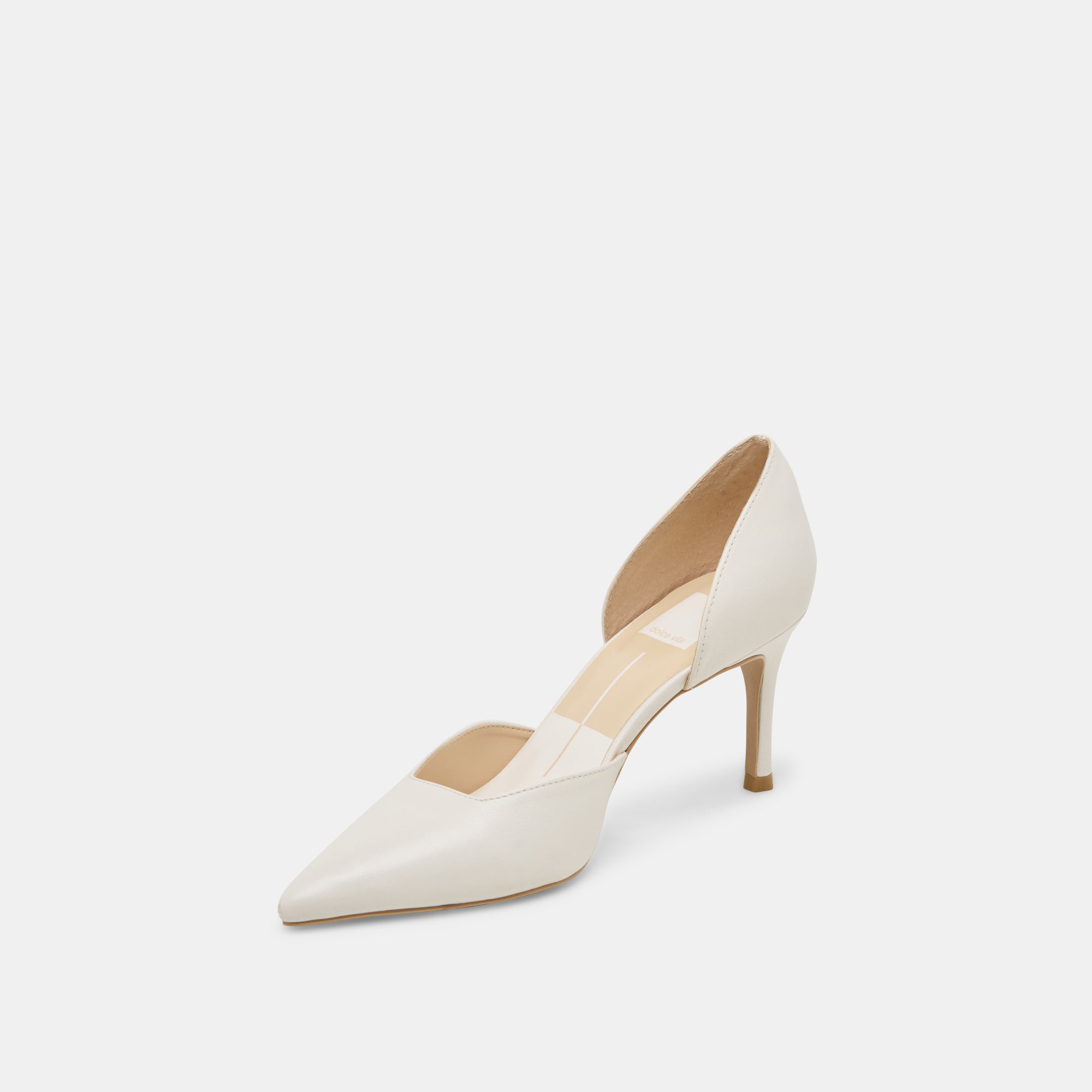 ELOY Women's White Leather Heels - Stylish & Comfortable High Heel Shoes for Party, Wedding & Evening Events