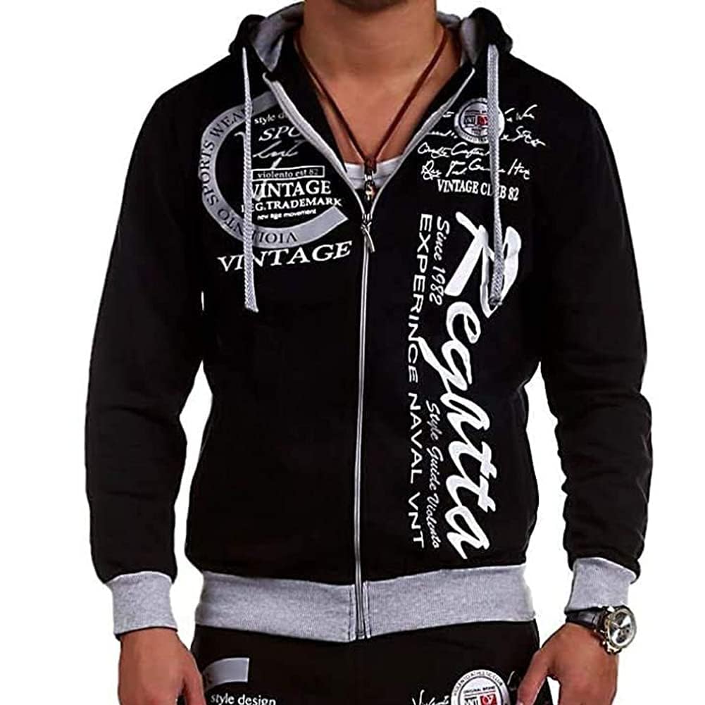 Men's Hip Hop Dance Jogger Hoodie - Full Zip Running Sweatshirt with Long Sleeves for Casual & Athletic Wear - Perfect for Street Dance, Gym Workouts & Outdoor Jogging